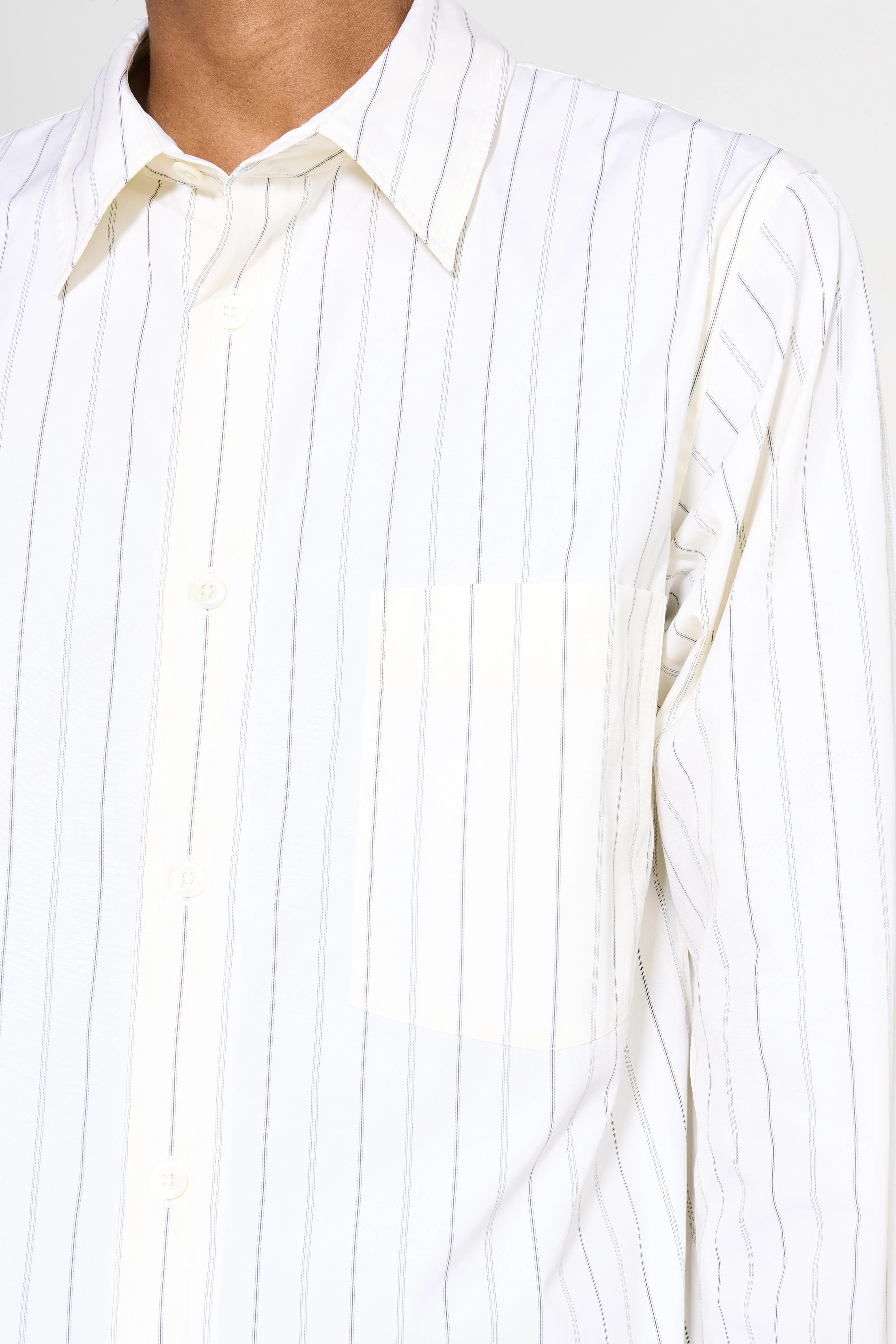 Margaret Howell Basic Shirt Wide Spaced Cotton Stripe Off White / Black sold by Tres Bien product image thumbnail 5