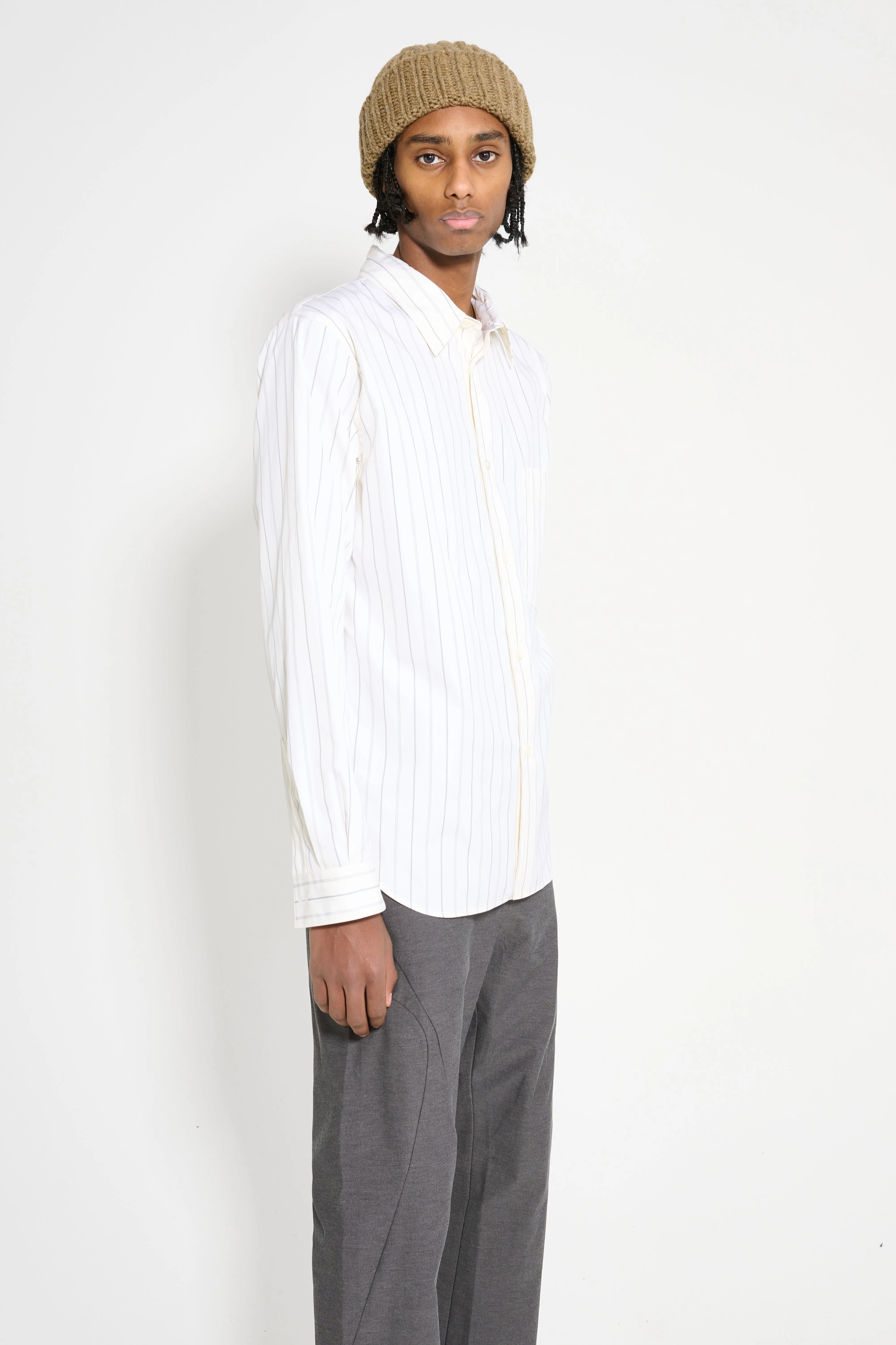 Margaret Howell Basic Shirt Wide Spaced Cotton Stripe Off White / Black sold by Tres Bien product image thumbnail 3
