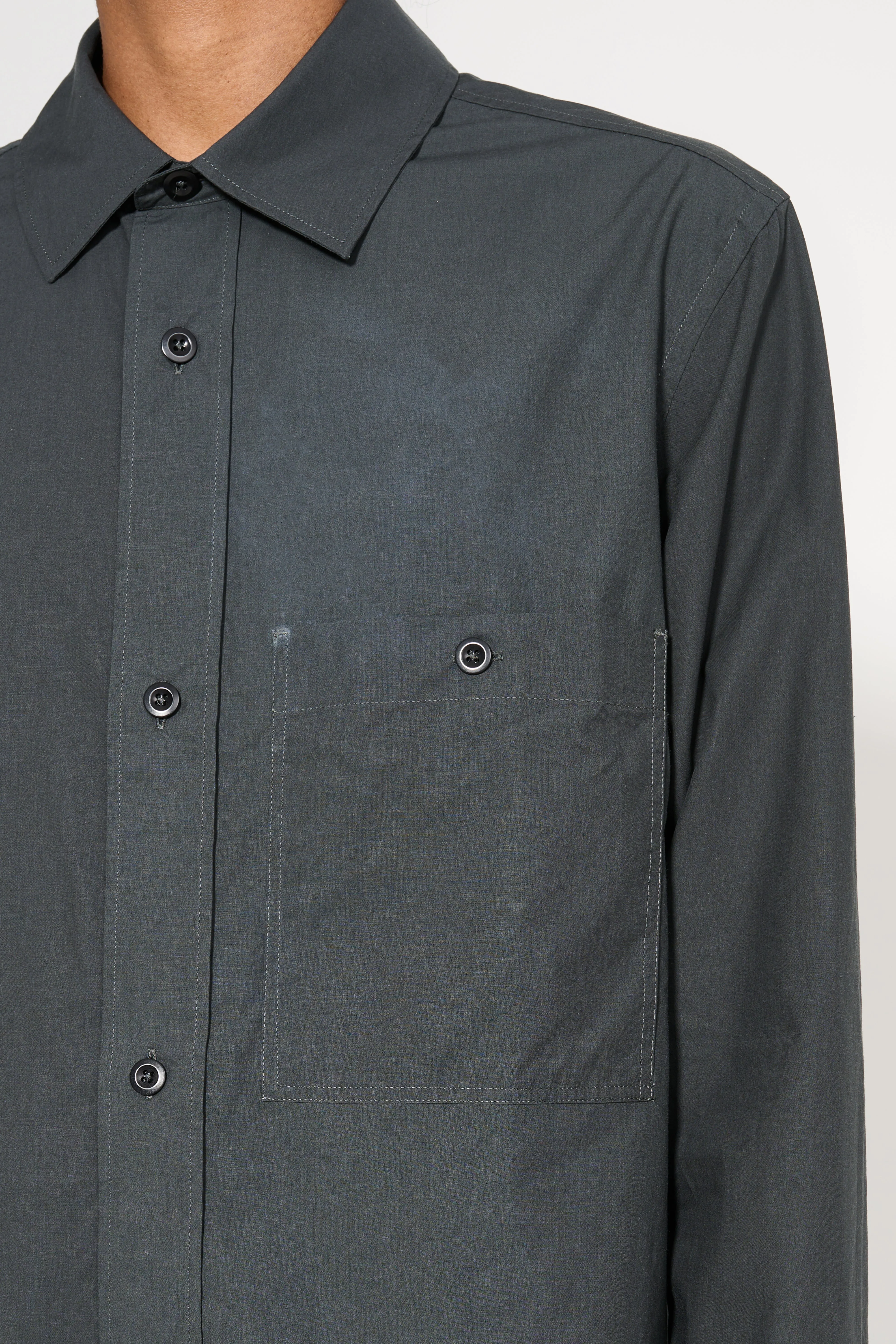 Margaret Howell MHL Overall Shirt Light Cotton Lyocell Asphalt sold by Tres Bien product image thumbnail 5