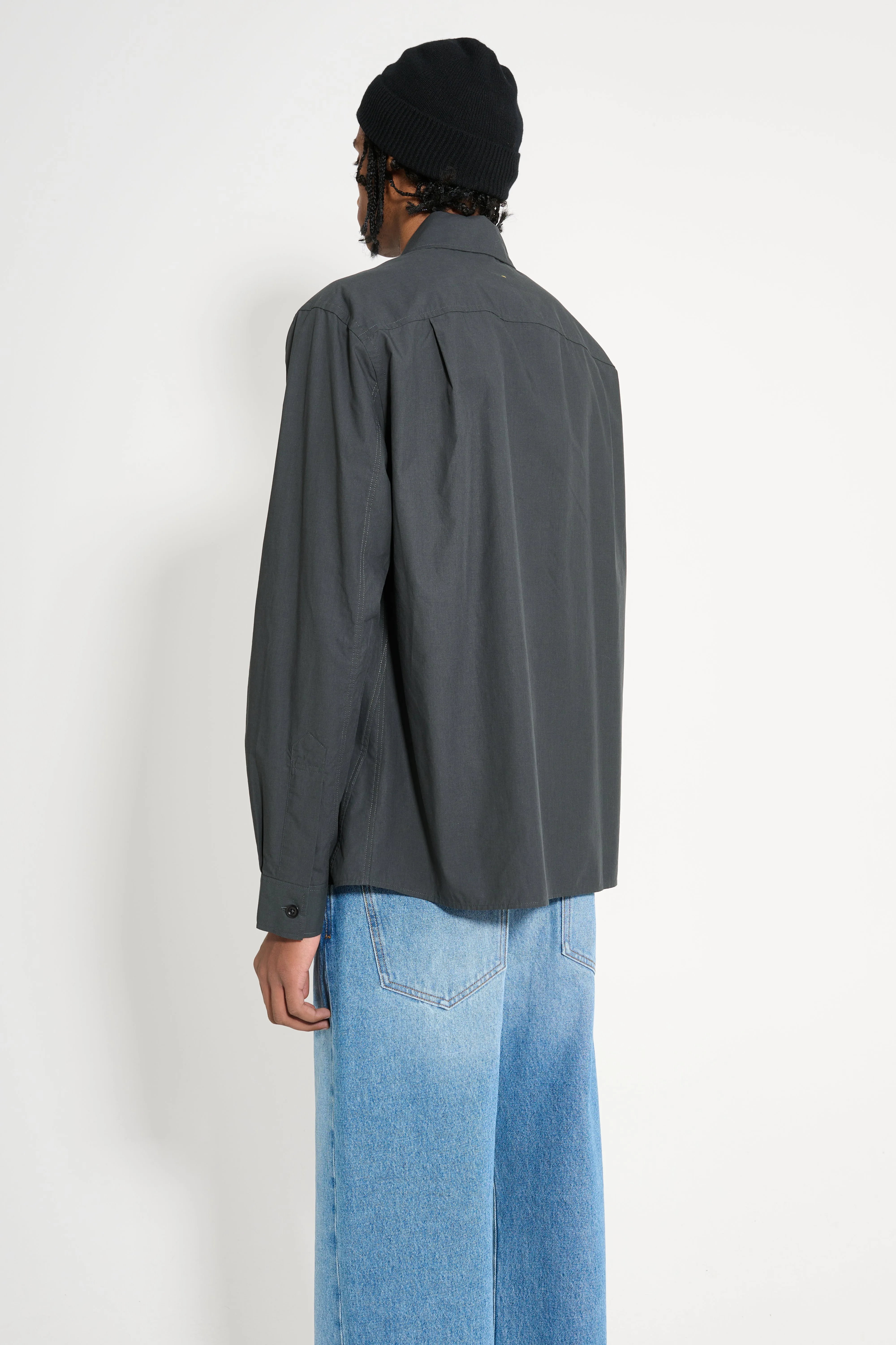 Margaret Howell MHL Overall Shirt Light Cotton Lyocell Asphalt sold by Tres Bien product image thumbnail 4