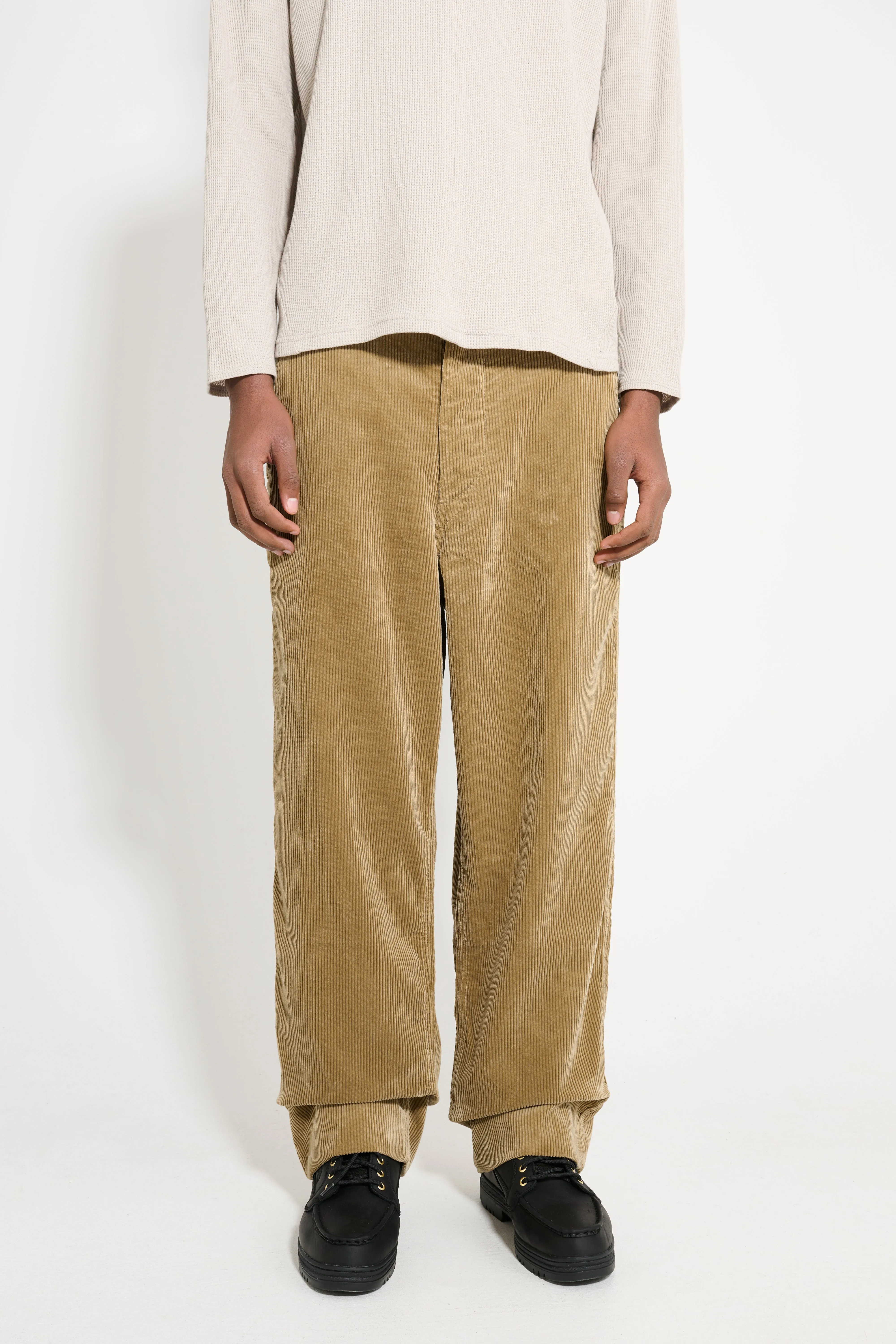 Margaret Howell MHL Wide Waistband Trouser Heavy Corduroy Off Putty sold by Tres Bien