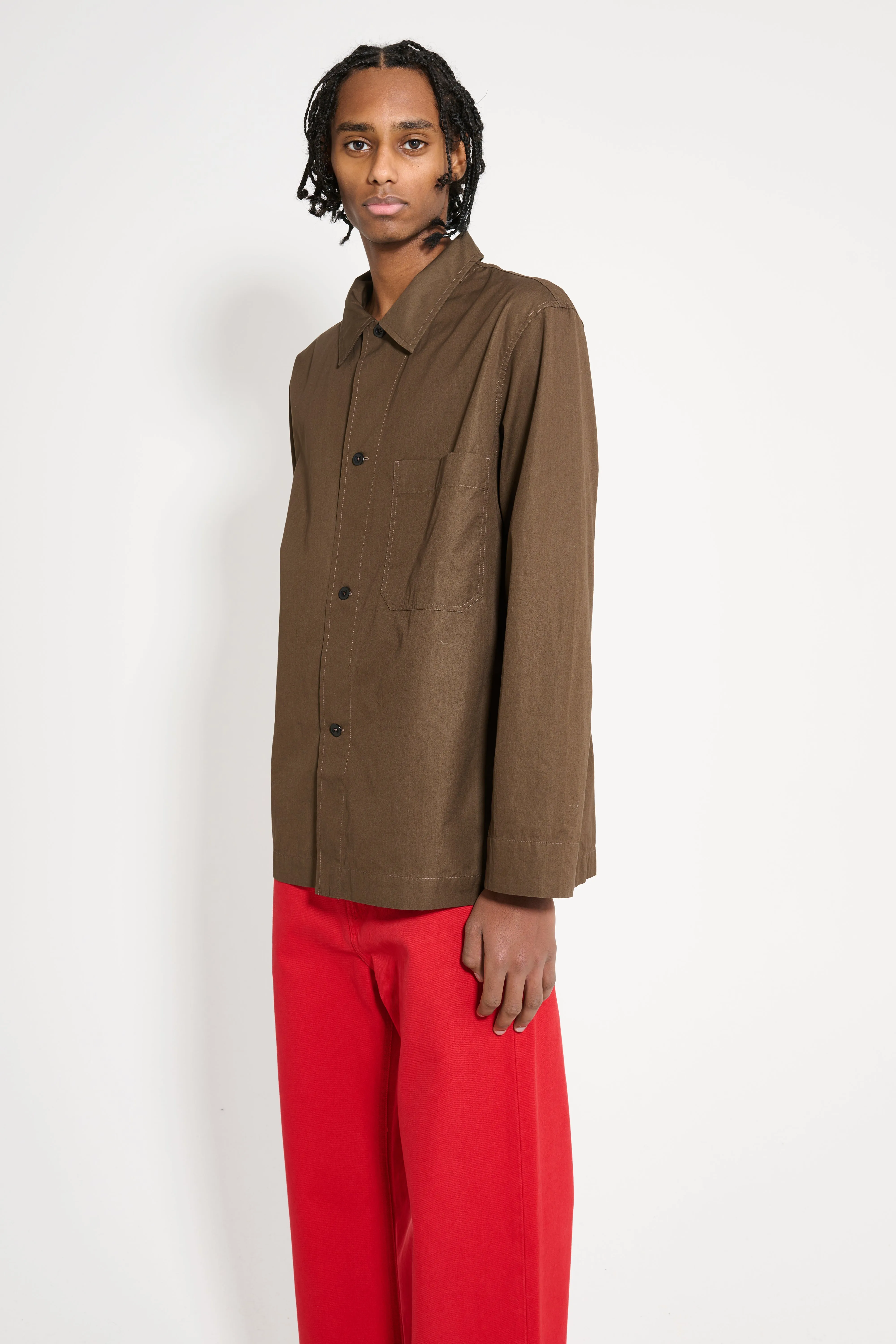 Margaret Howell MHL PJ Shirt Compact Cotton Poplin Carob sold by Tres Bien product image thumbnail 2