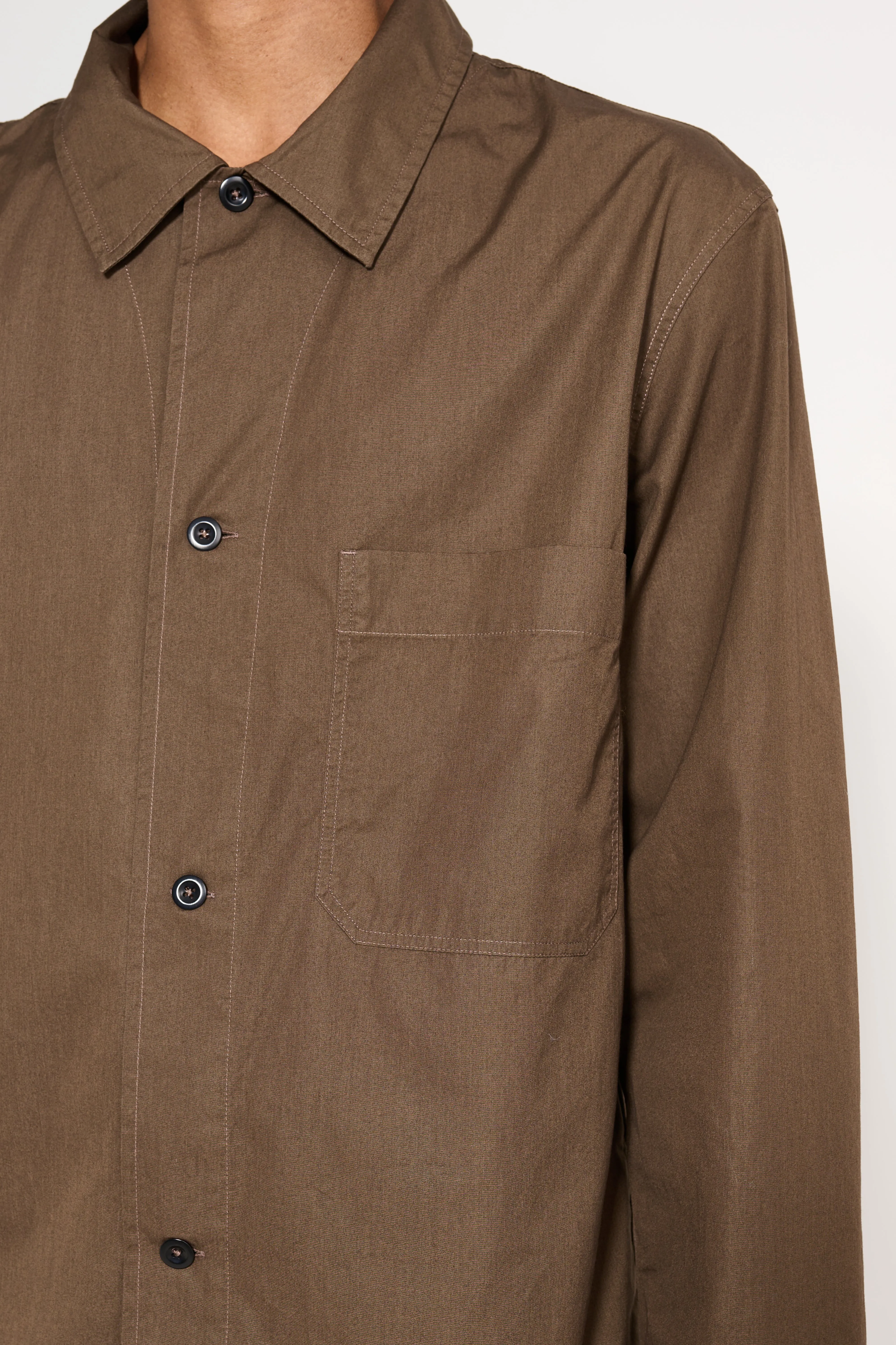 Margaret Howell MHL PJ Shirt Compact Cotton Poplin Carob sold by Tres Bien product image thumbnail 5