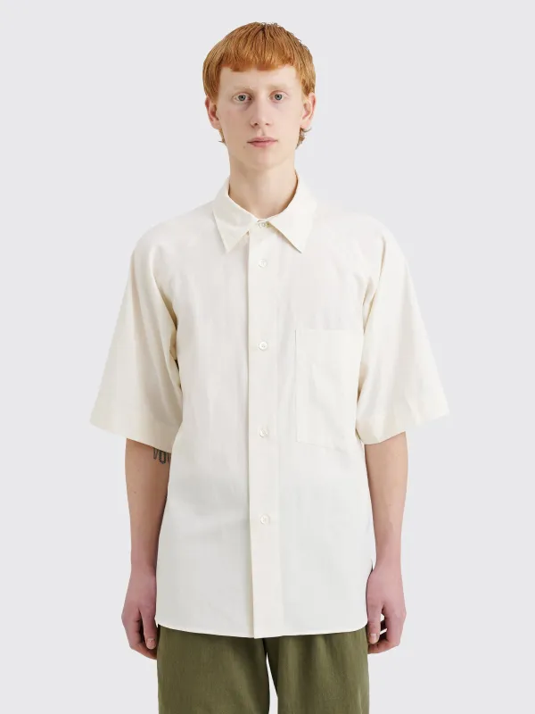 Margaret Howell Short Sleeve Raglan Shirt Light Cotton Twill Off White made by Margaret Howell