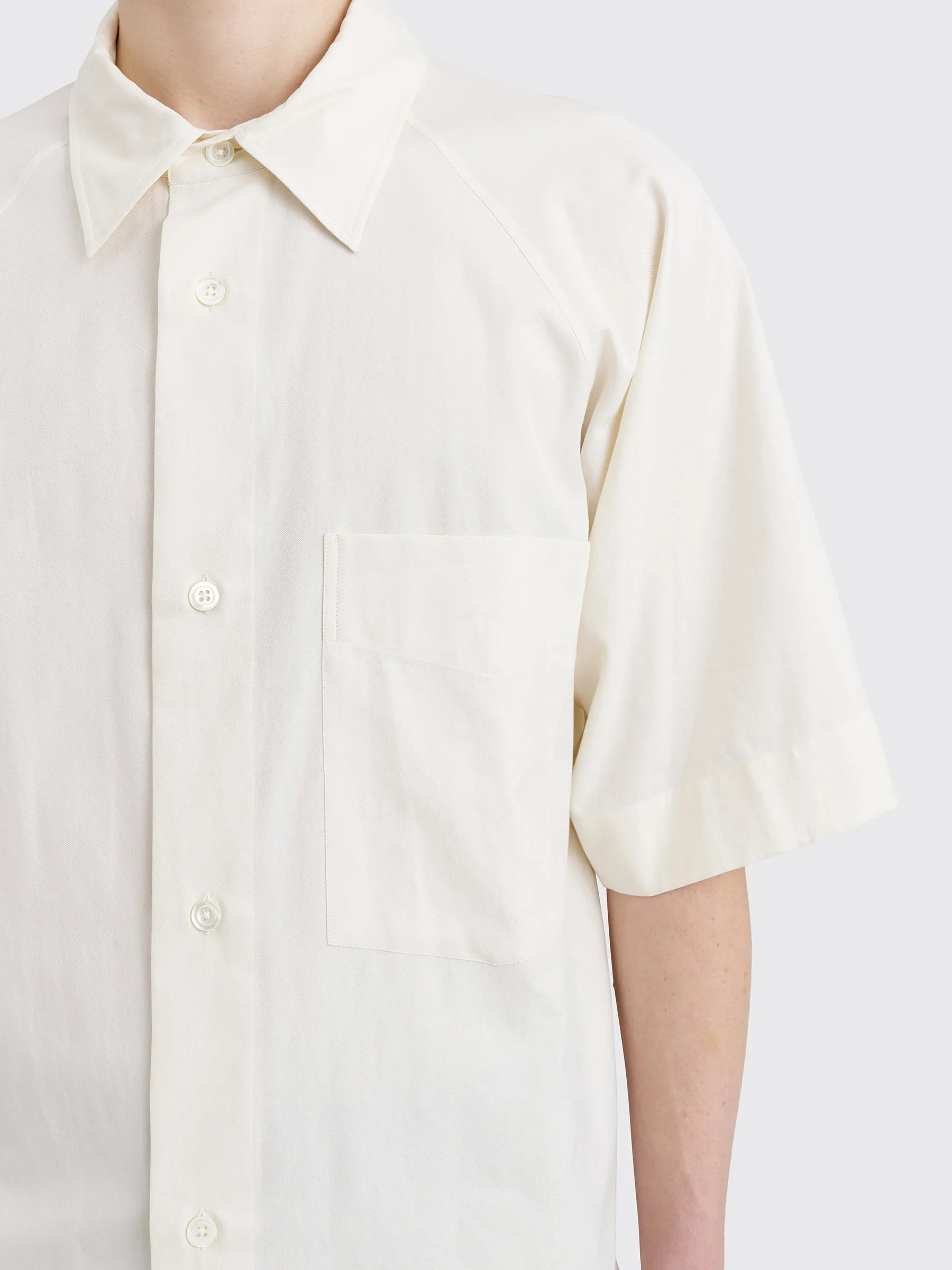 Margaret Howell Short Sleeve Raglan Shirt Light Cotton Twill Off White sold by Tres Bien product image thumbnail 5