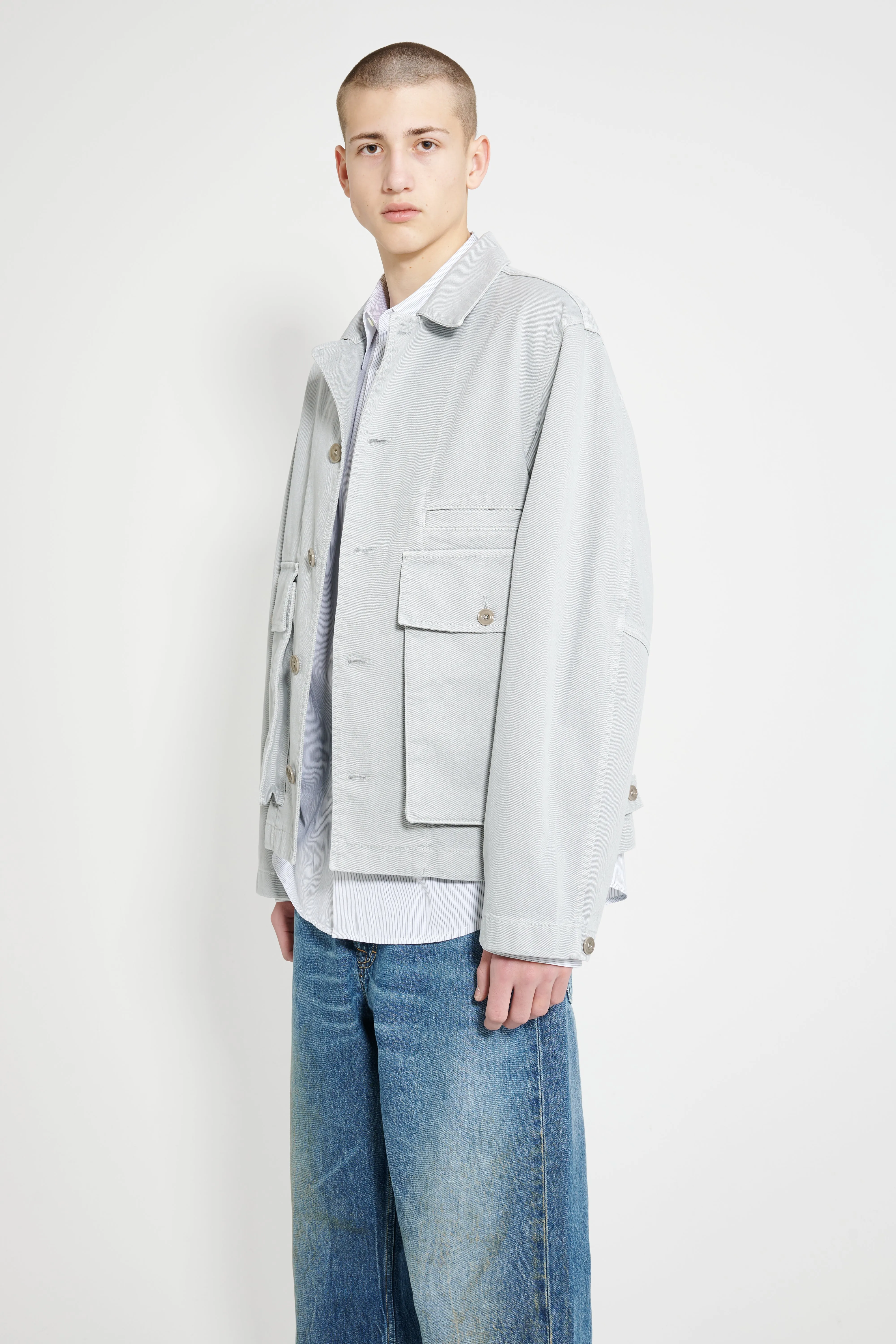 Lemaire Boxy Jacket GD Snow Heavy Denim Blue Grey sold by Tres Bien product image thumbnail 2