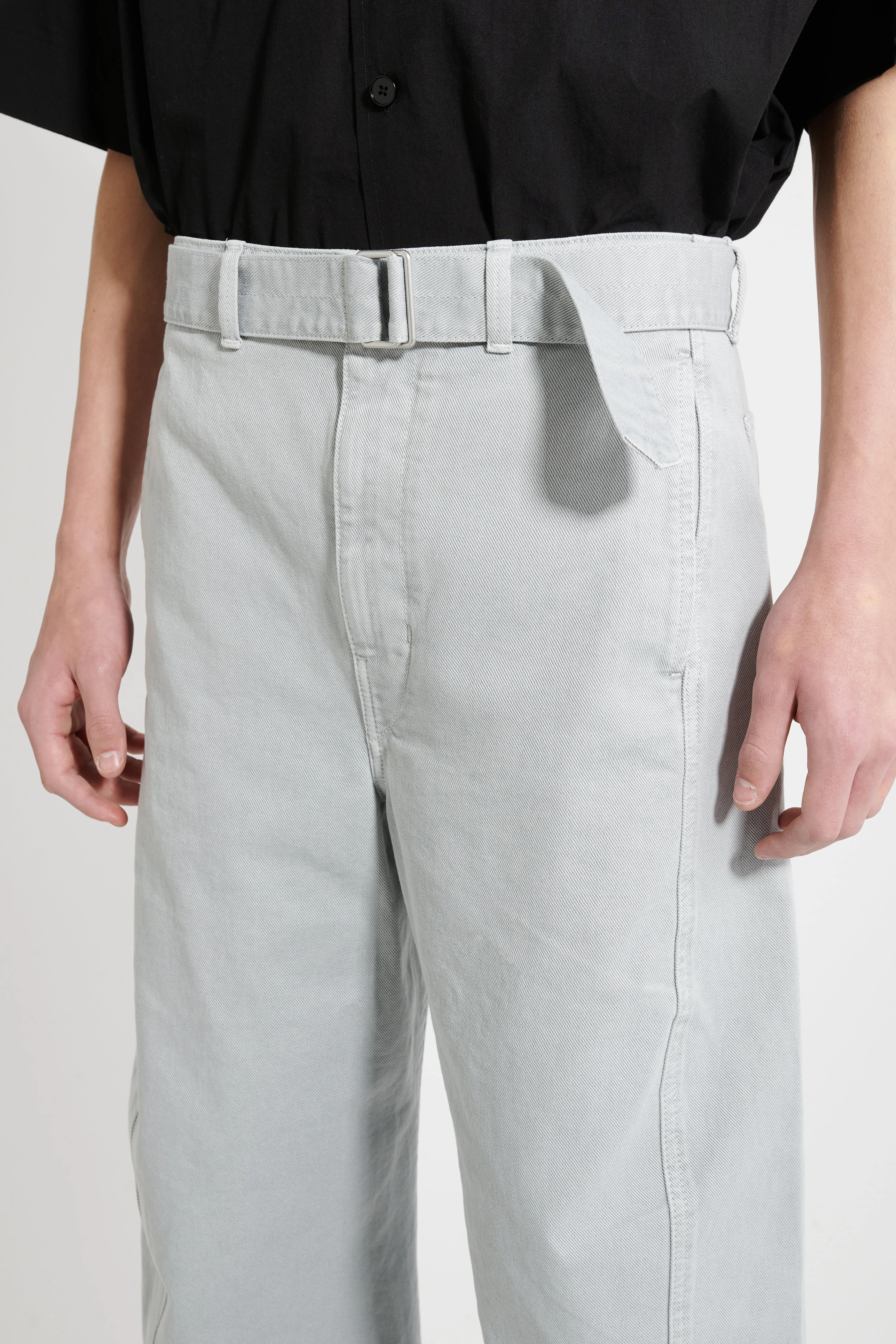 Lemaire Twisted Belted Pants GD Snow Heavy Denim Blue Grey sold by Tres Bien product image thumbnail 3