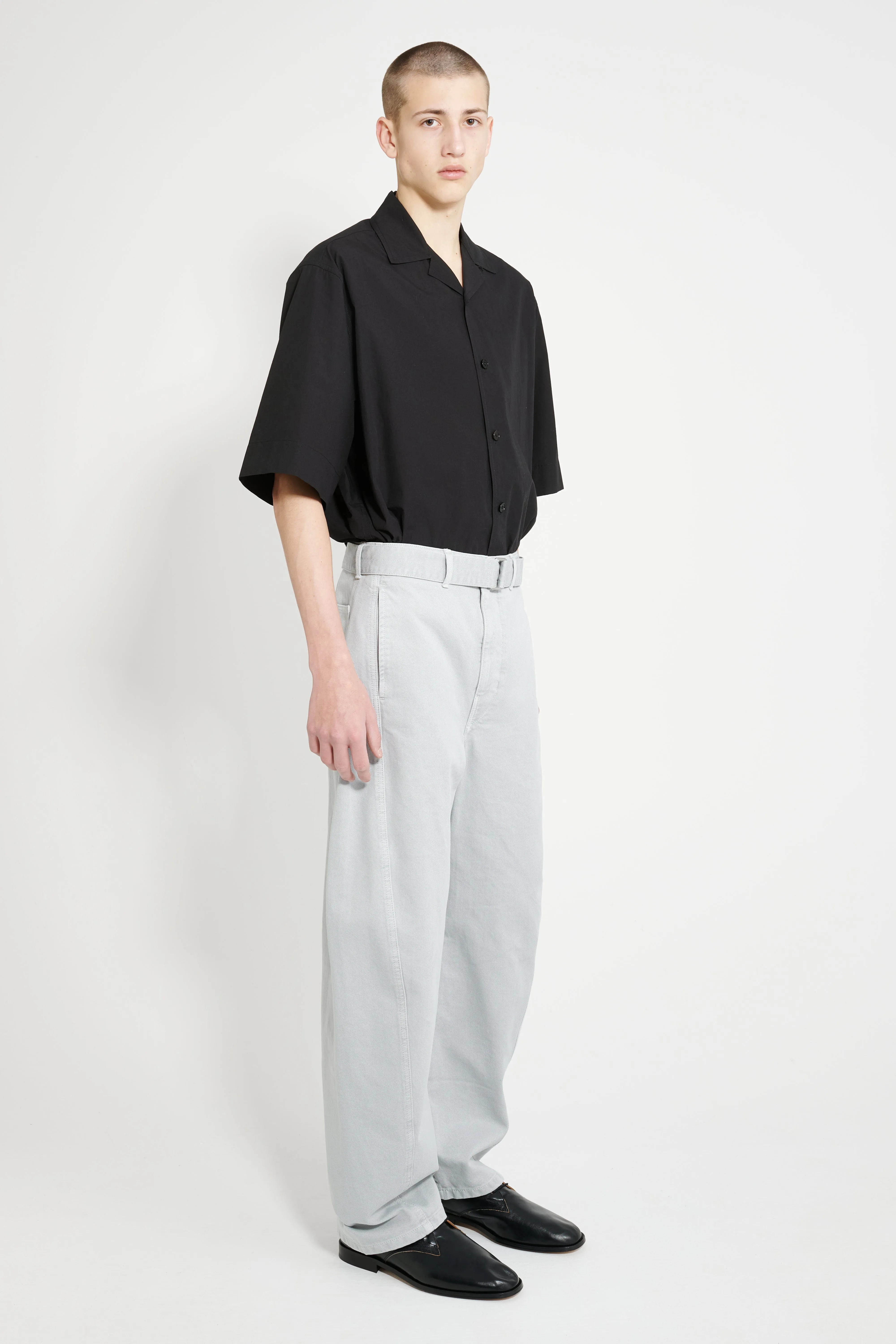 Lemaire Twisted Belted Pants GD Snow Heavy Denim Blue Grey sold by Tres Bien product image thumbnail 5