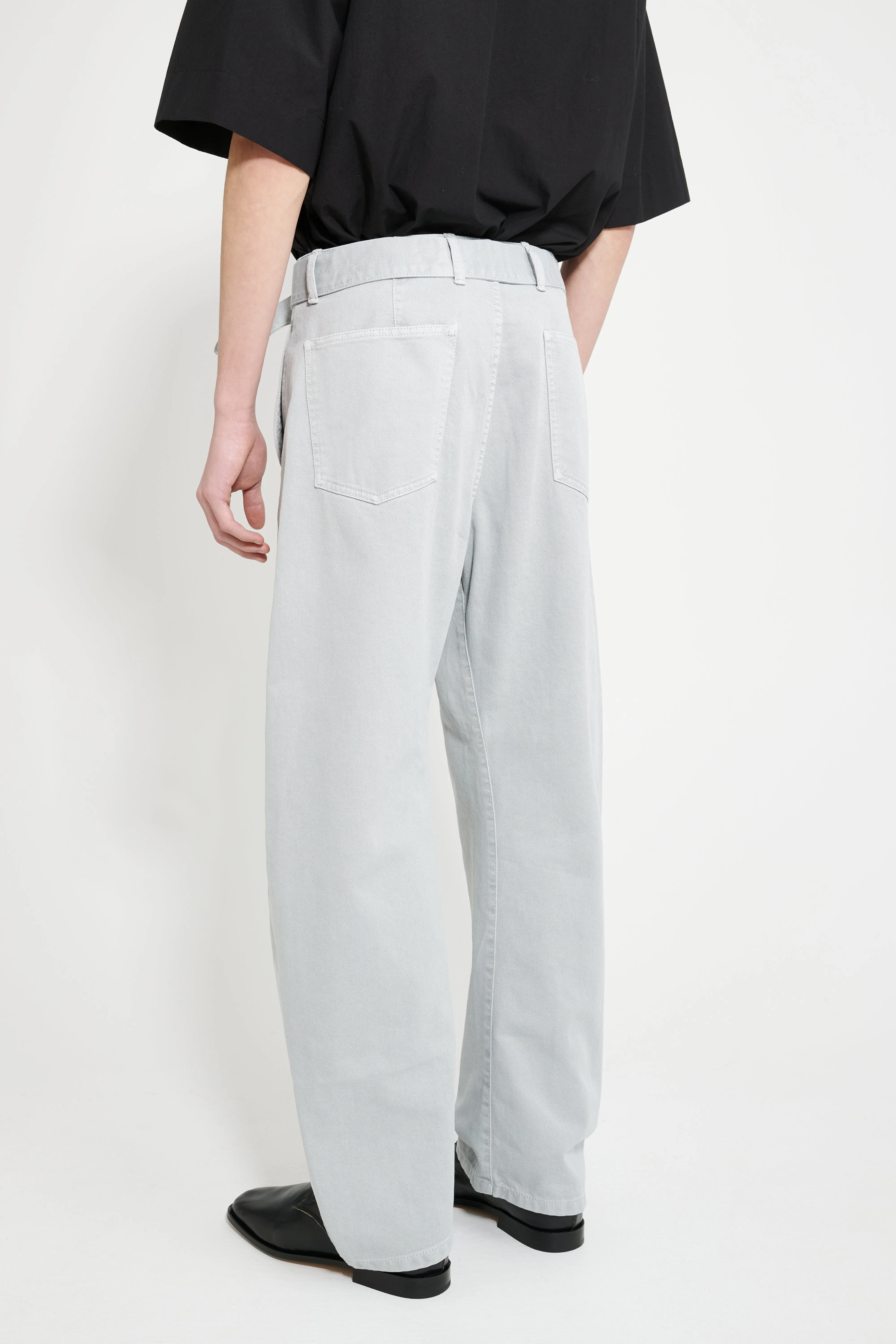 Lemaire Twisted Belted Pants GD Snow Heavy Denim Blue Grey sold by Tres Bien product image thumbnail 2