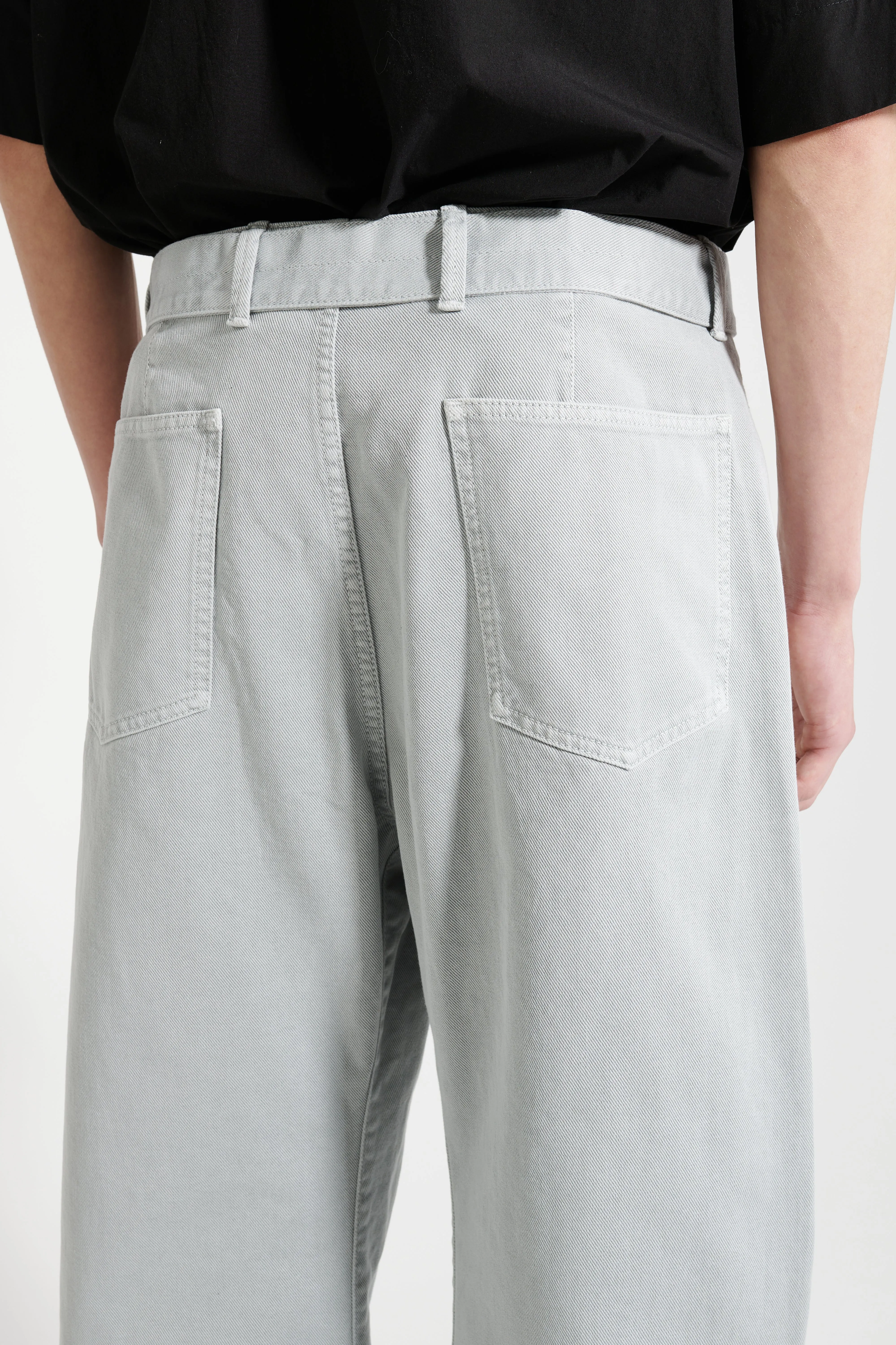 Lemaire Twisted Belted Pants GD Snow Heavy Denim Blue Grey sold by Tres Bien product image thumbnail 4