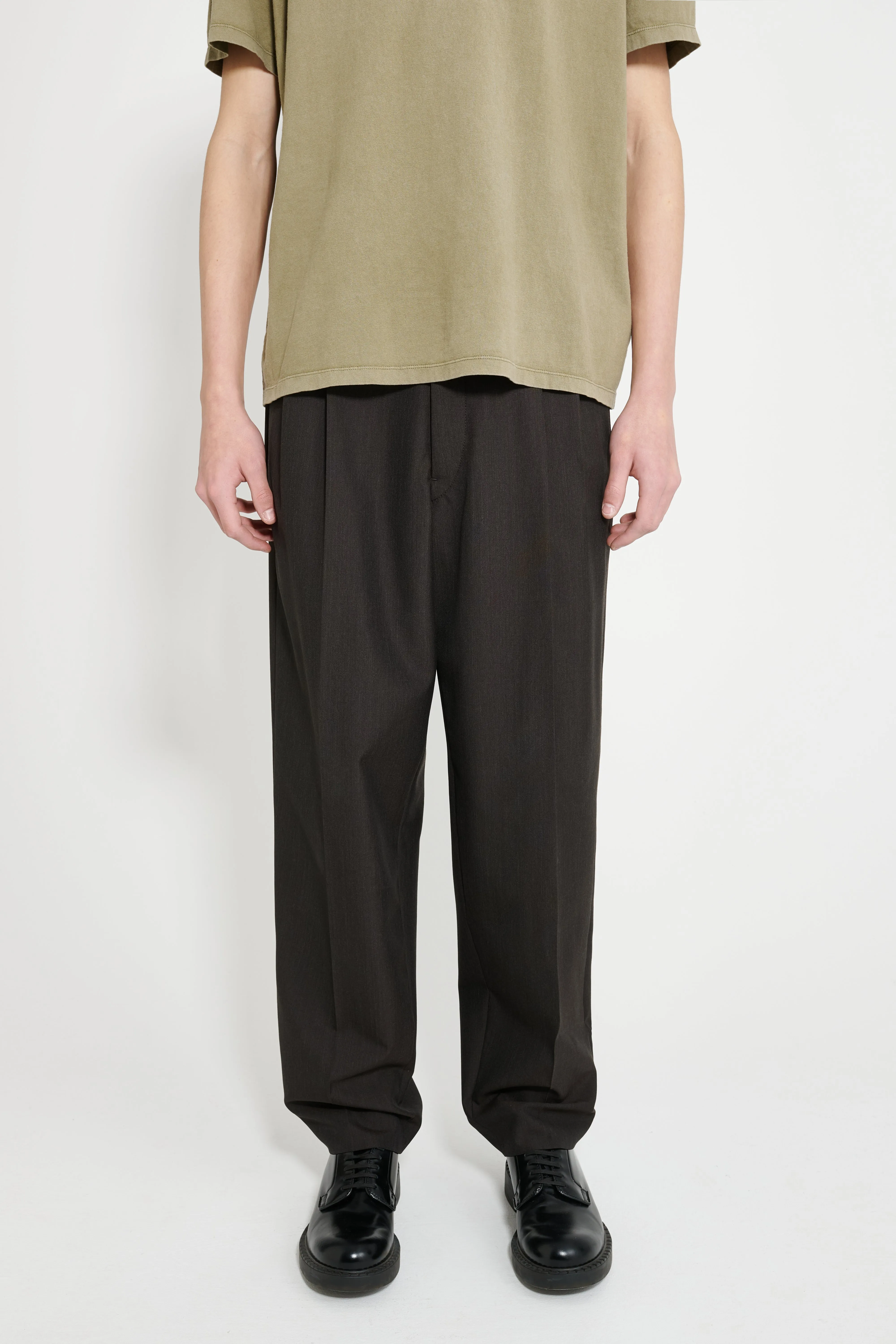 Lemaire Pleated Pants Dark Espresso Melange sold by Tres Bien