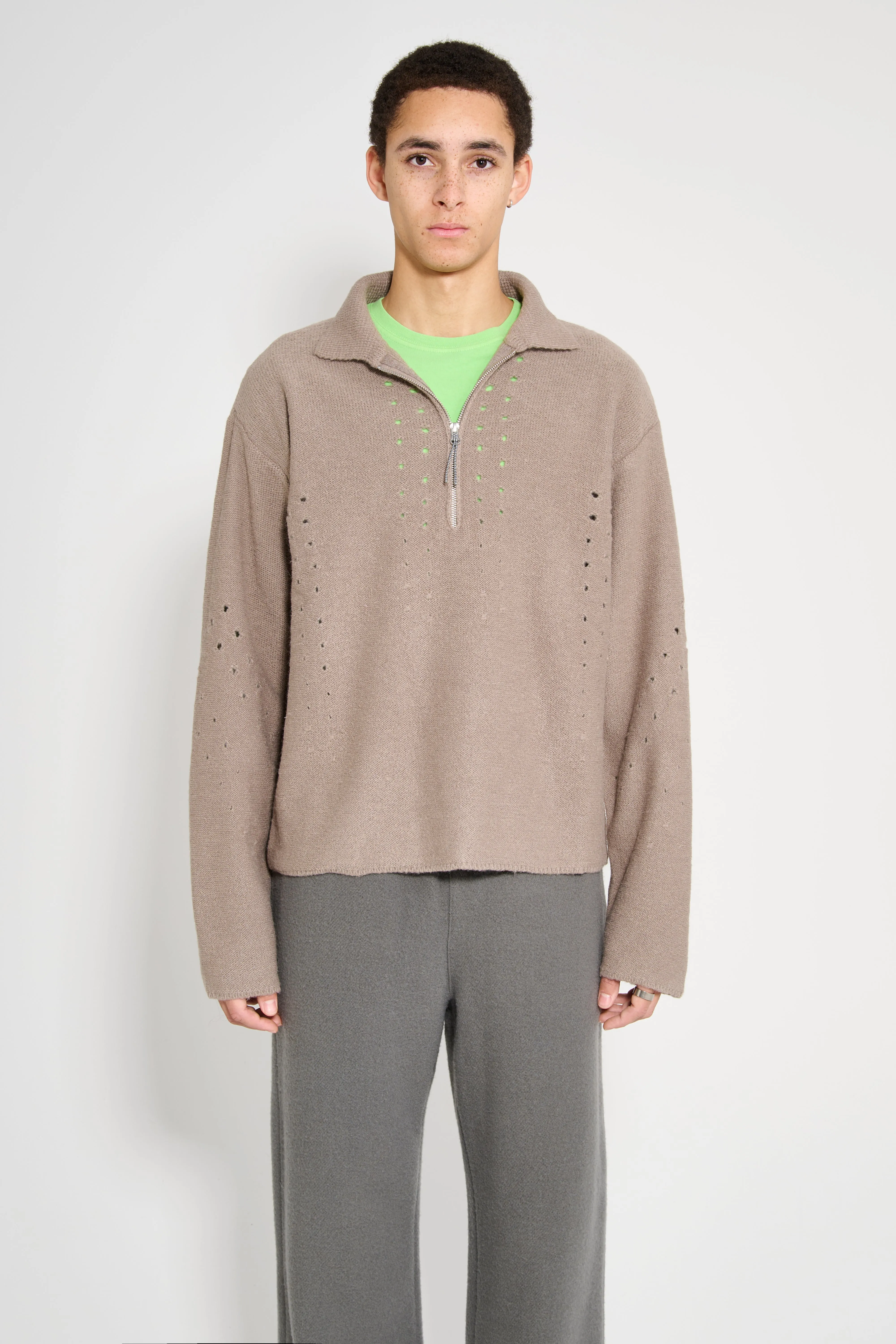 ROA Mohair Polo Taupe sold by Tres Bien