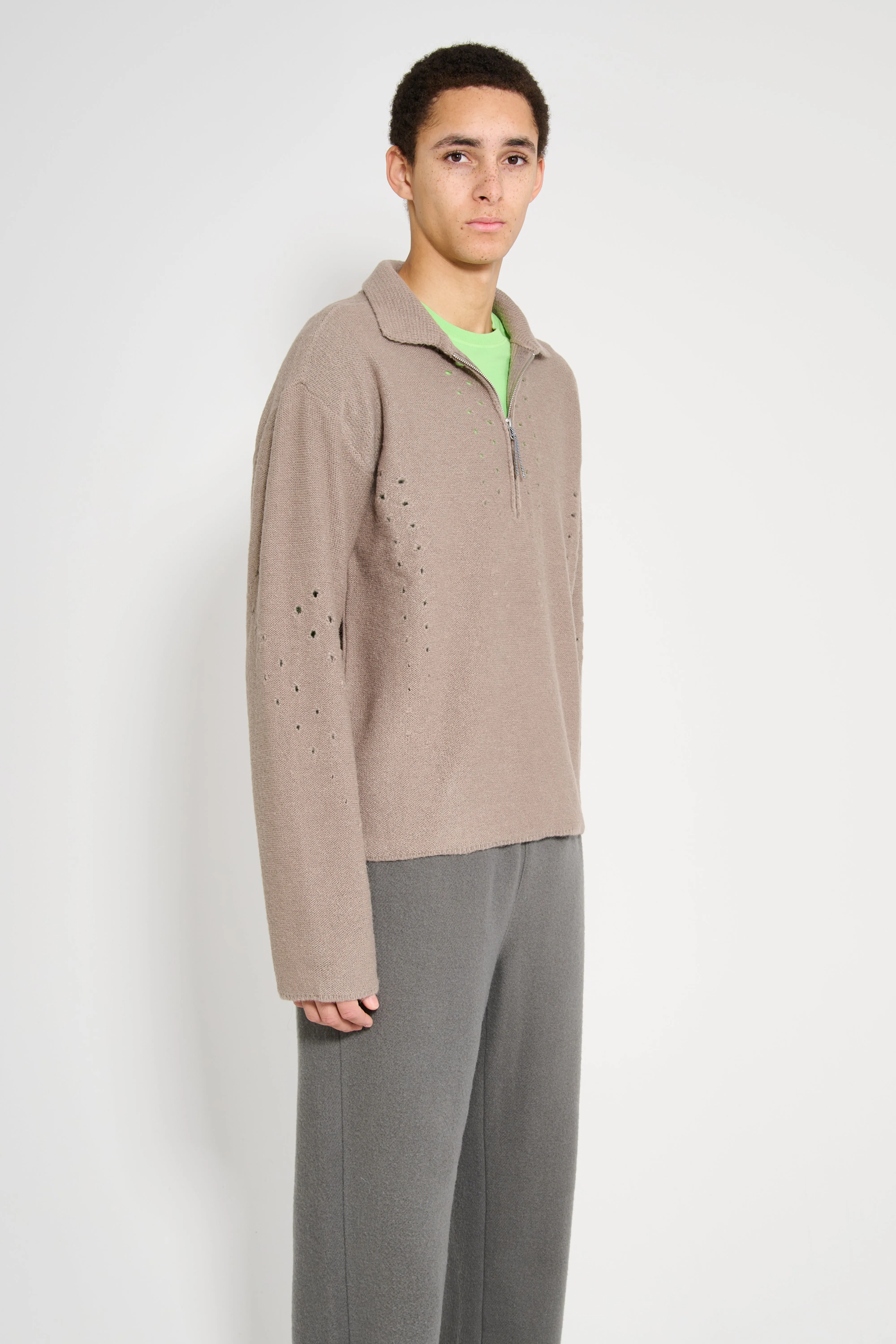 ROA Mohair Polo Taupe sold by Tres Bien product image thumbnail 3