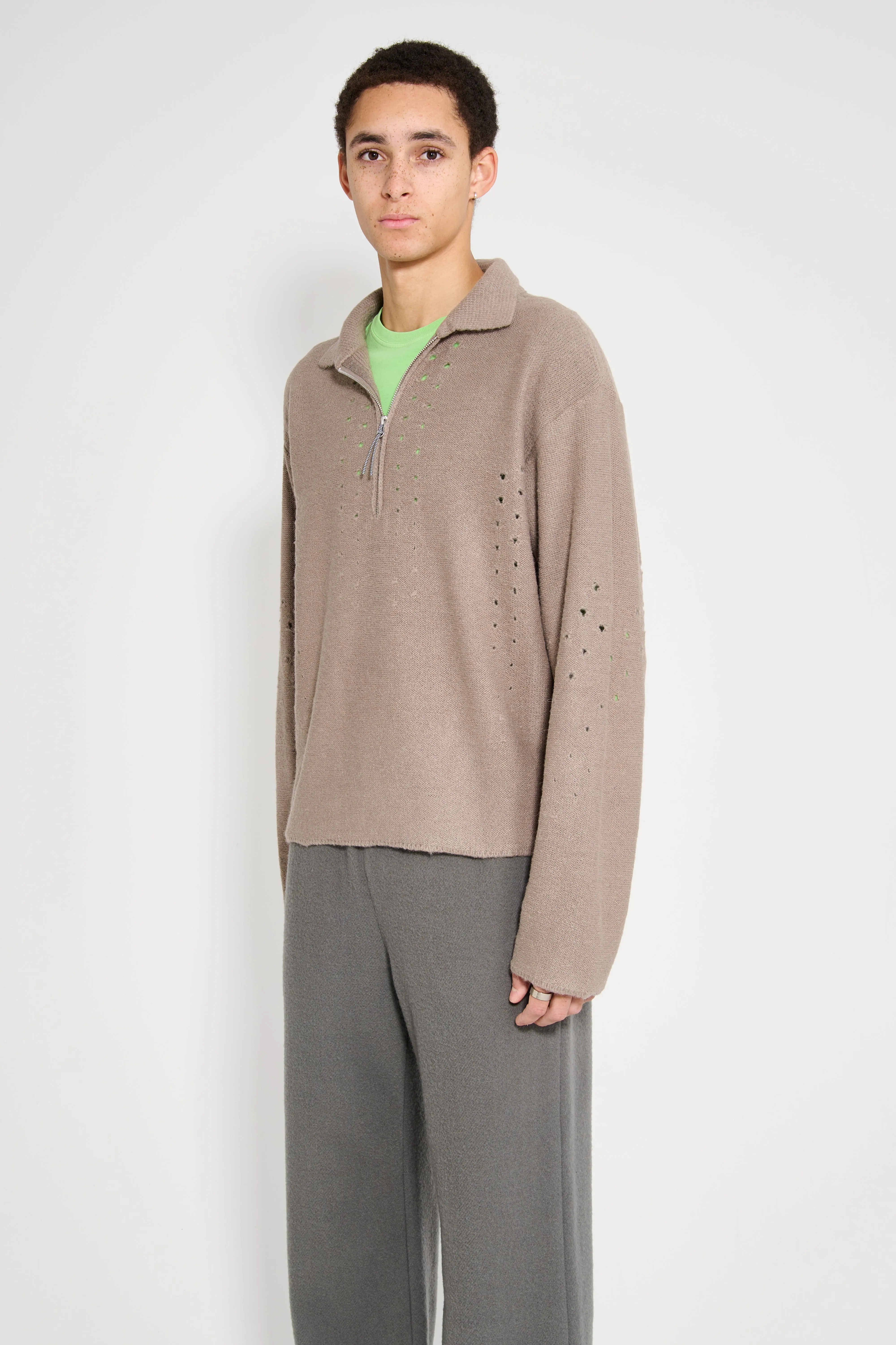 ROA Mohair Polo Taupe sold by Tres Bien product image thumbnail 2