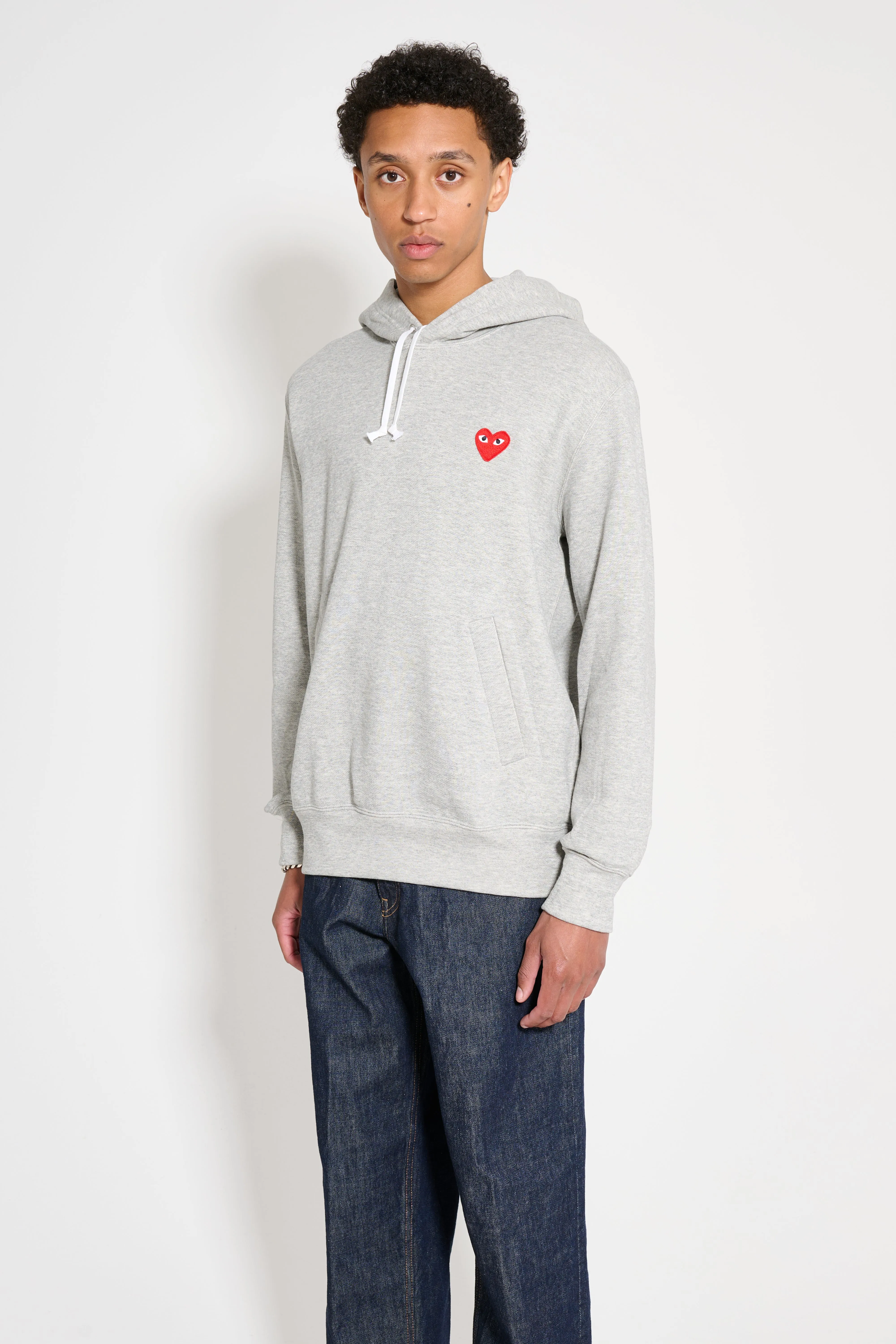 Comme des Garçons Play Small Heart Hooded Sweatshirt Grey sold by Tres Bien product image thumbnail 2