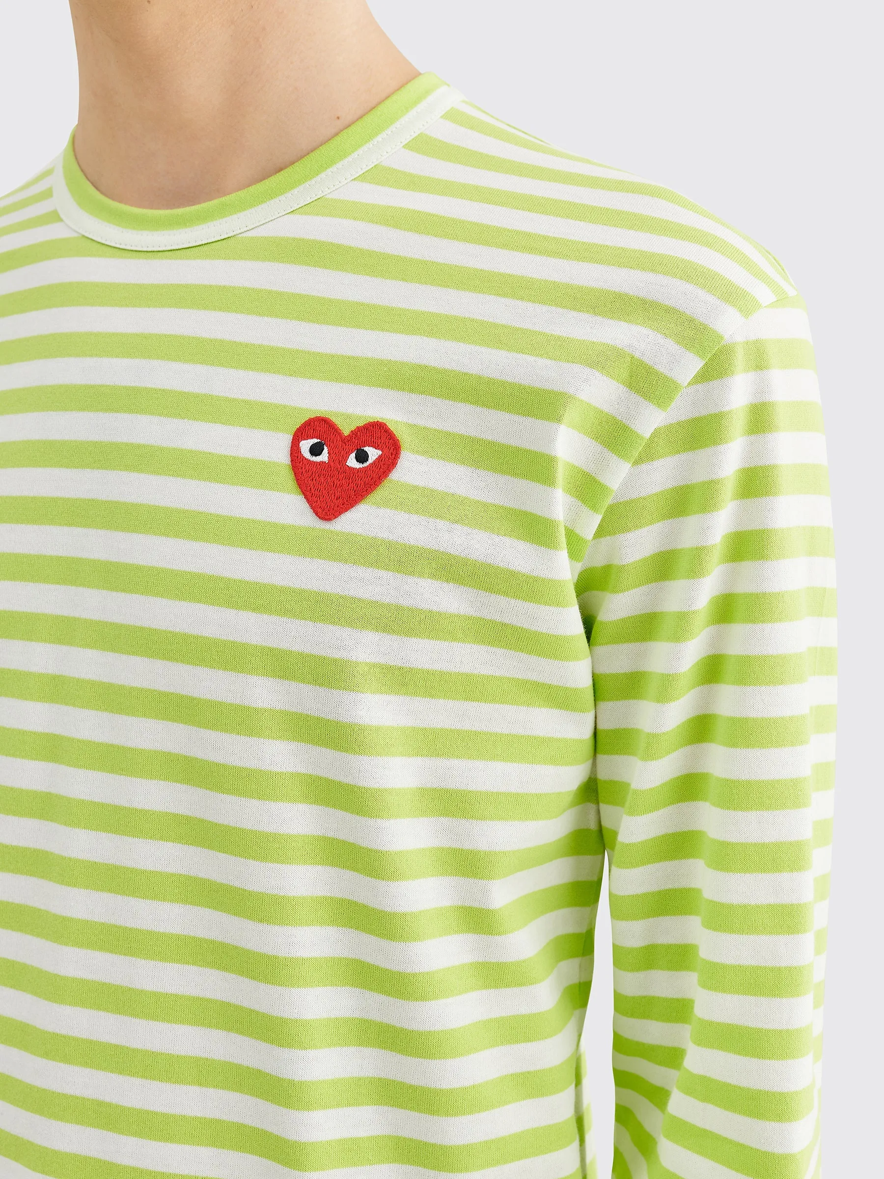 Comme des Garçons Play Small Heart LS T-shirt Stripe Green sold by Tres Bien product image thumbnail 5