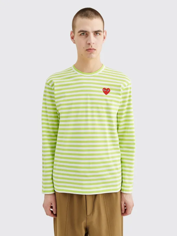 Comme des Garçons Play Small Heart LS T-shirt Stripe Green made by Comme des Garcons
