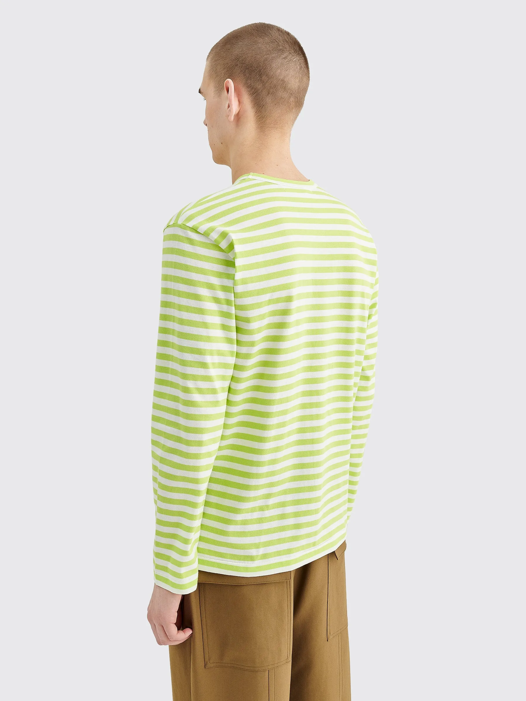 Comme des Garçons Play Small Heart LS T-shirt Stripe Green sold by Tres Bien product image thumbnail 3