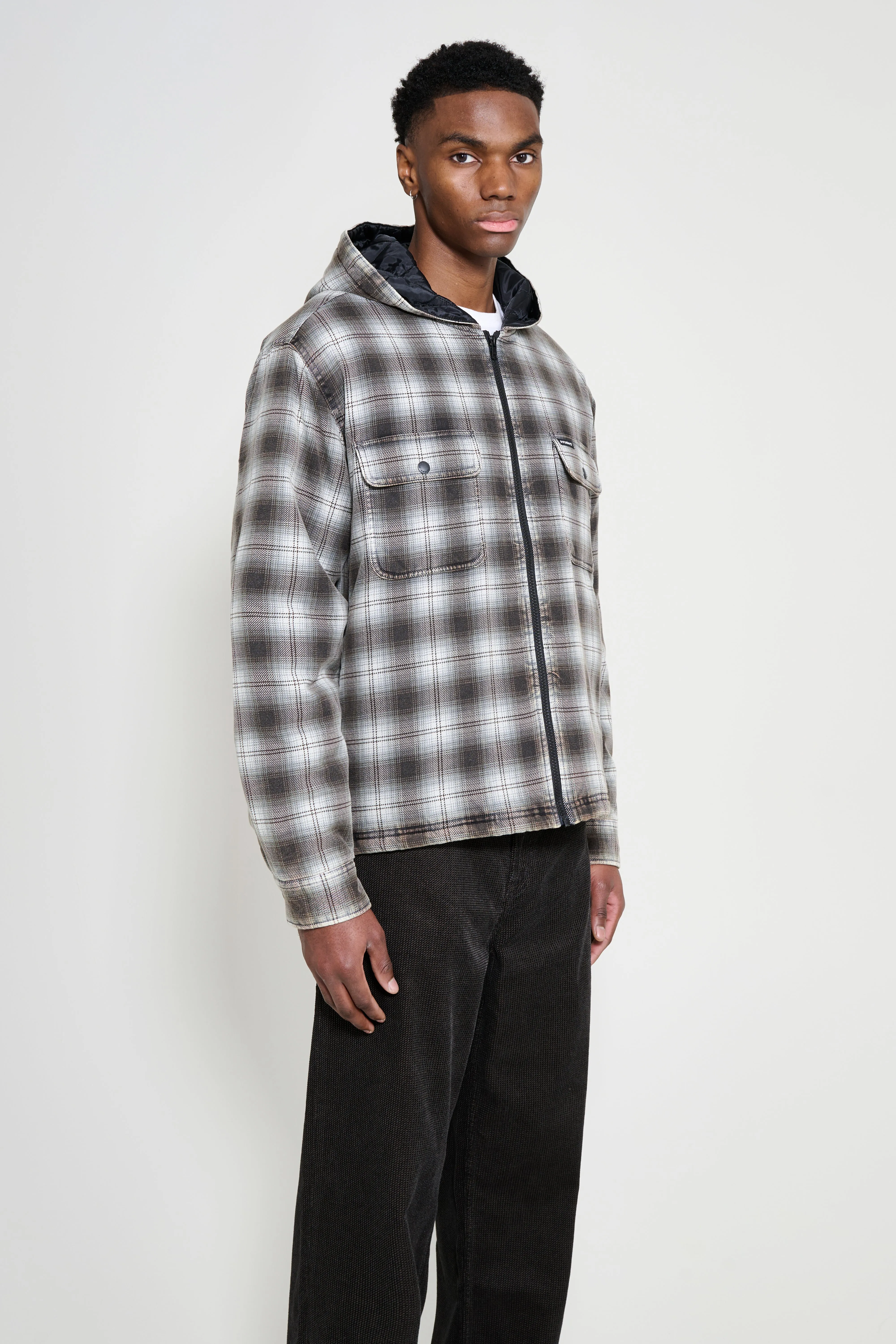 Stüssy Zip Hooded Plaid Shirt Charcoal sold by Tres Bien product image thumbnail 4