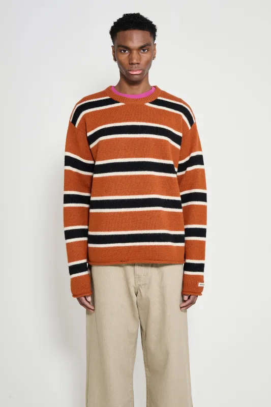 Stüssy Striped Wool Sweater Umber sold by Tres Bien