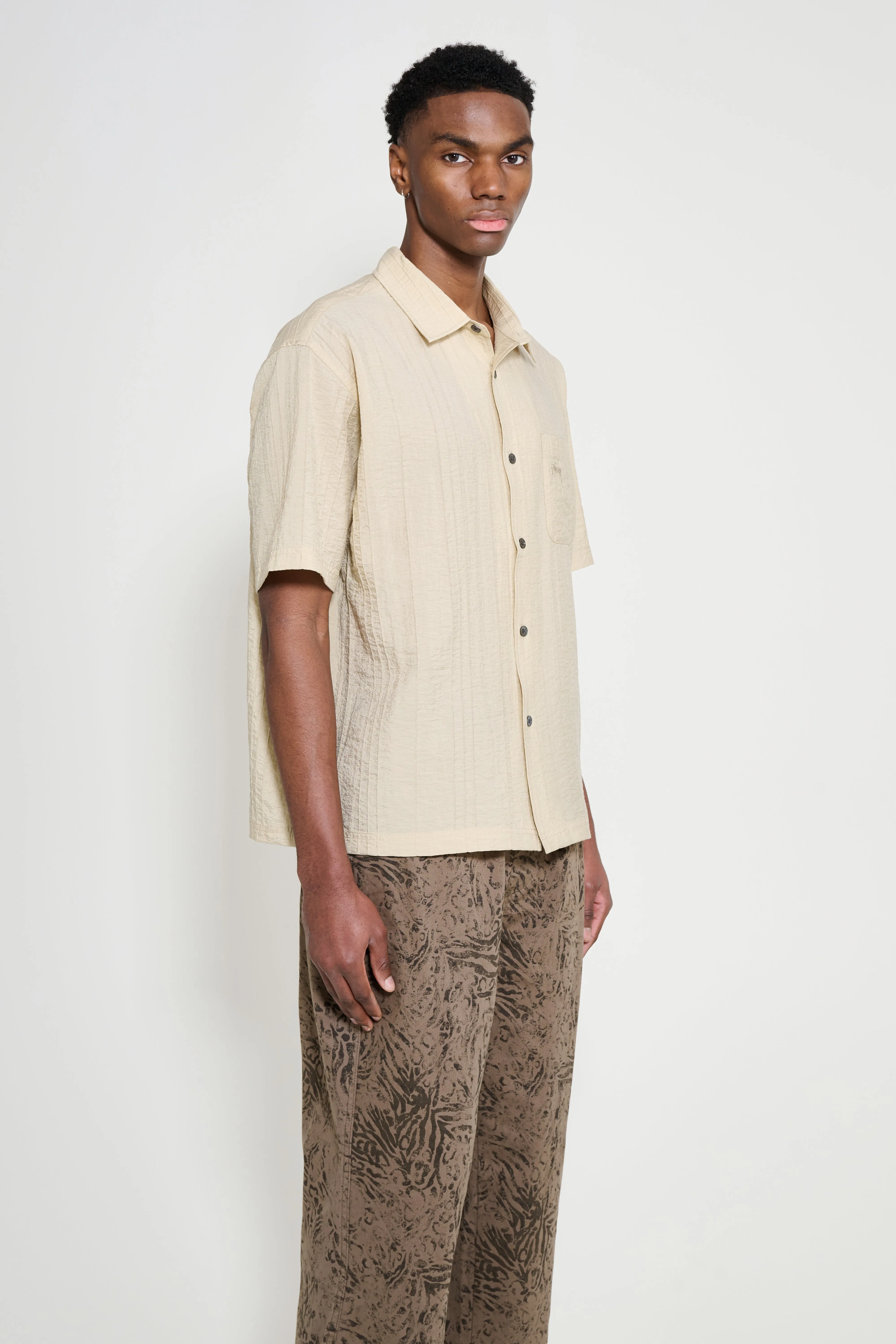 Stüssy Pleated Textured Shirt Tan sold by Tres Bien product image thumbnail 4