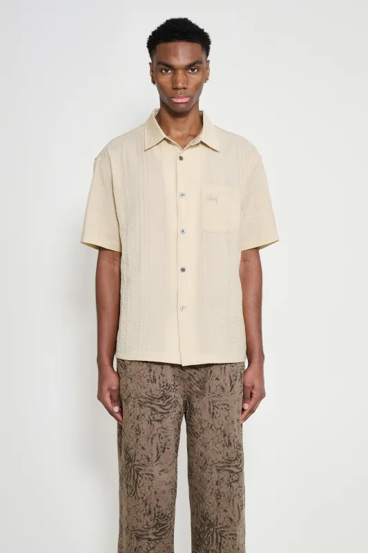 Stüssy Pleated Textured Shirt Tan made by Stussy