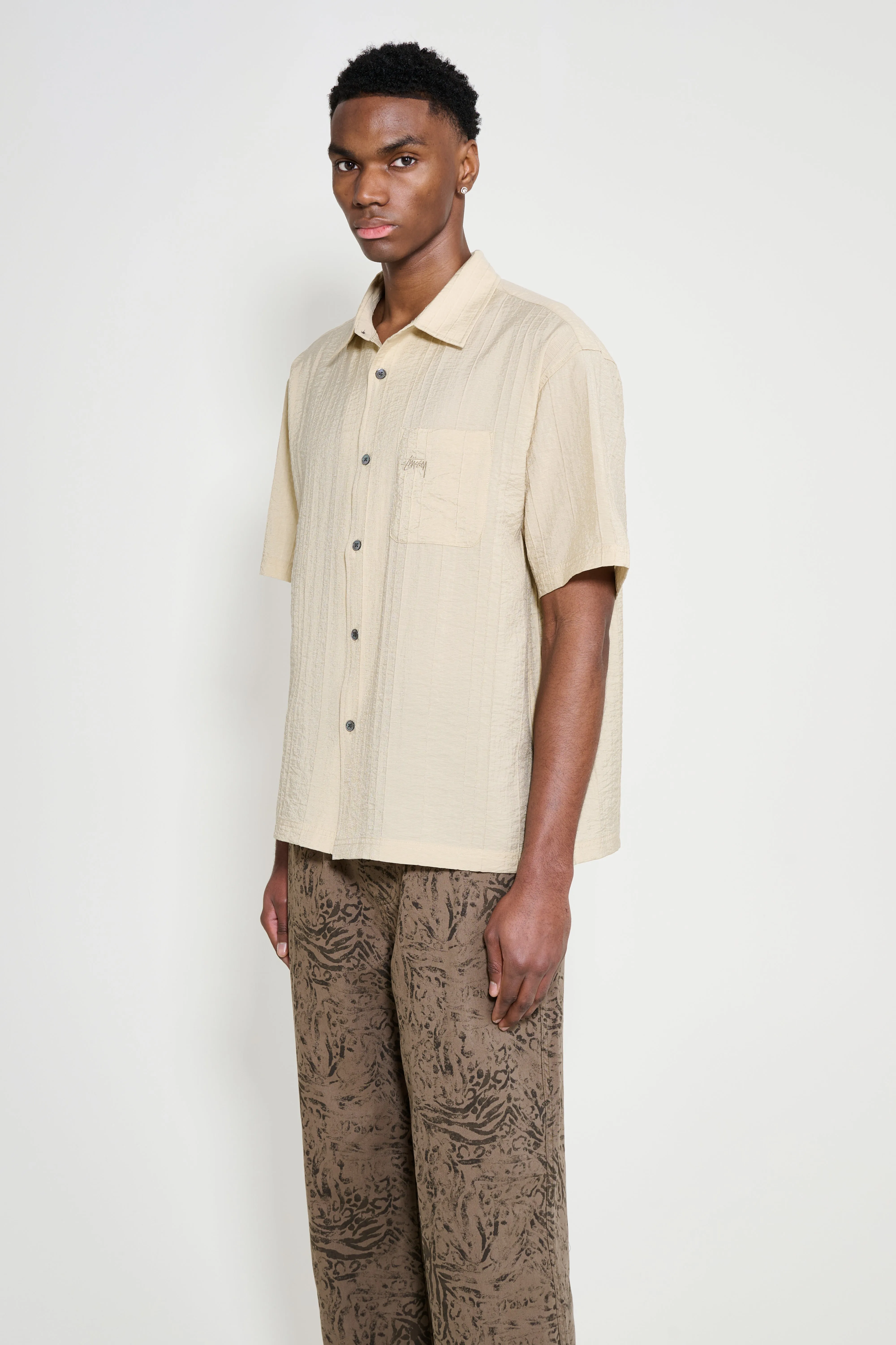 Stüssy Pleated Textured Shirt Tan sold by Tres Bien product image thumbnail 2