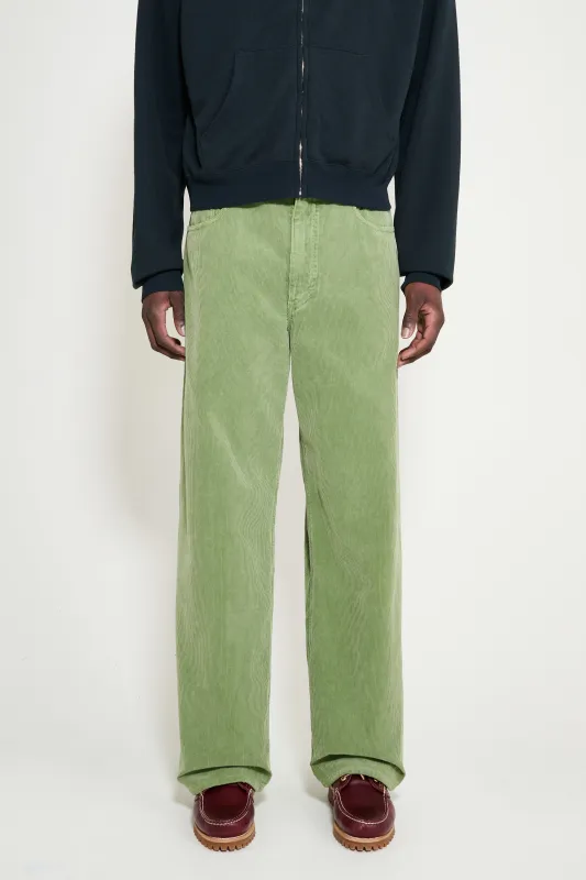 Auralee Garment Dyed Finx Corduroy 5P Wide Pants Dusty Green made by Auralee