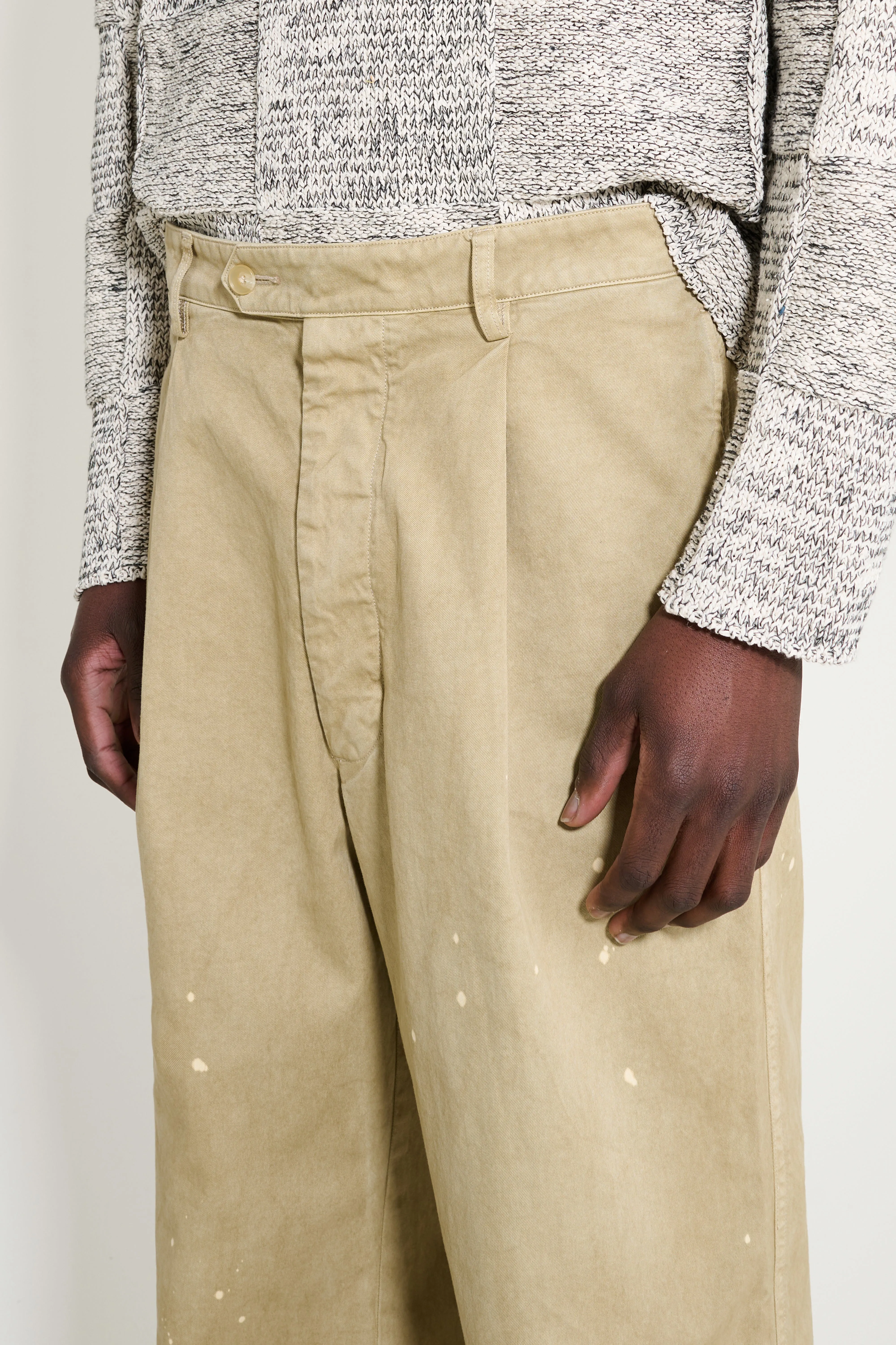 Auralee Garment Dyed Finx Light Chino One-Tuck Wide Pants Beige sold by Tres Bien product image thumbnail 3