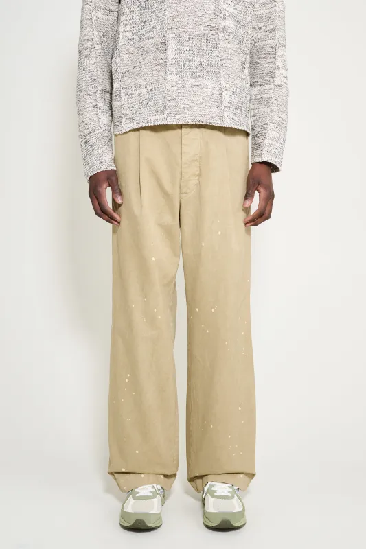 Auralee Garment Dyed Finx Light Chino One-Tuck Wide Pants Beige made by Auralee