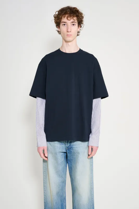 Jil Sander Contrasting Long Sleeves T-shirt Navy / White made by Jil Sander