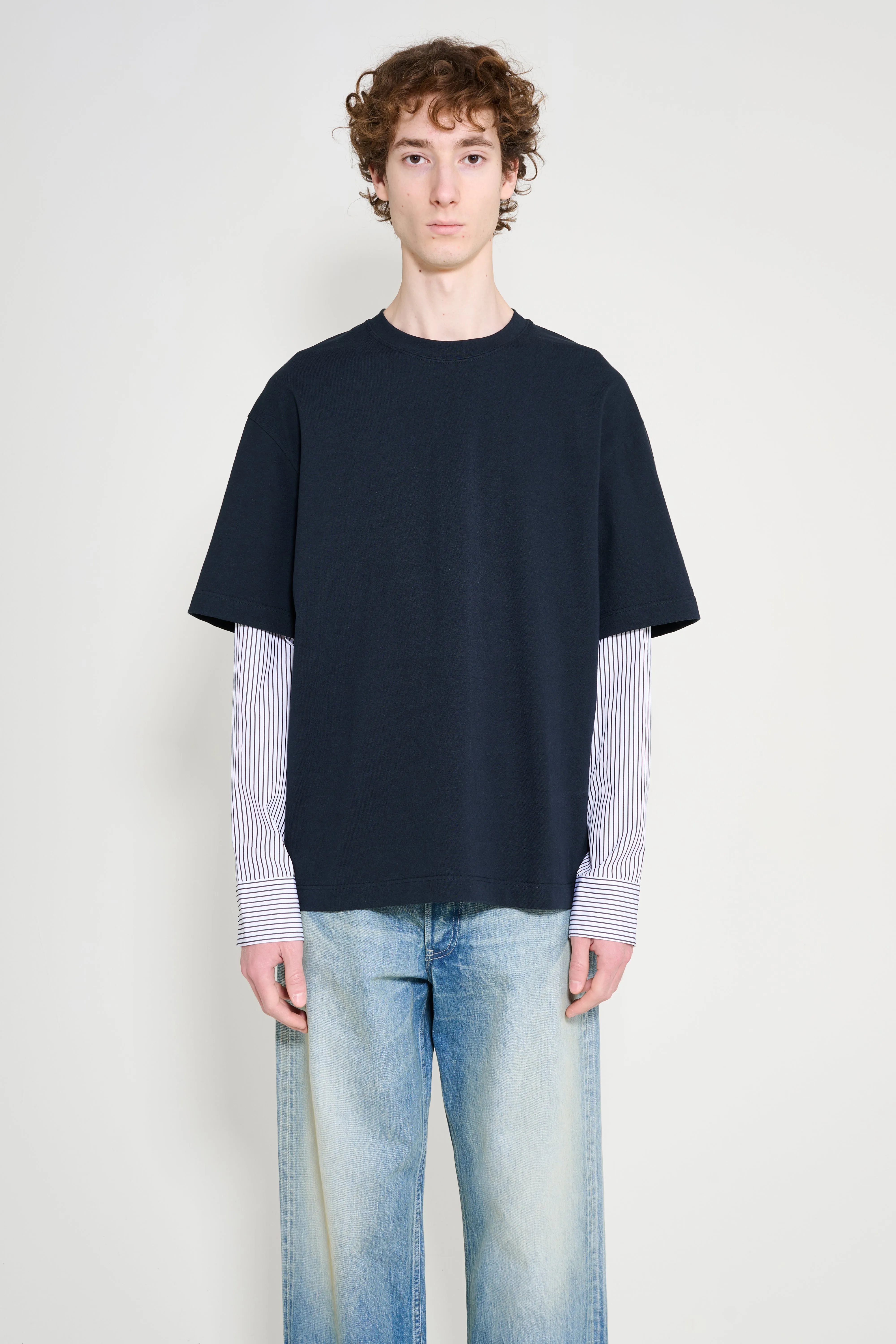 Jil Sander Contrasting Long Sleeves T-shirt Navy / White sold by Tres Bien