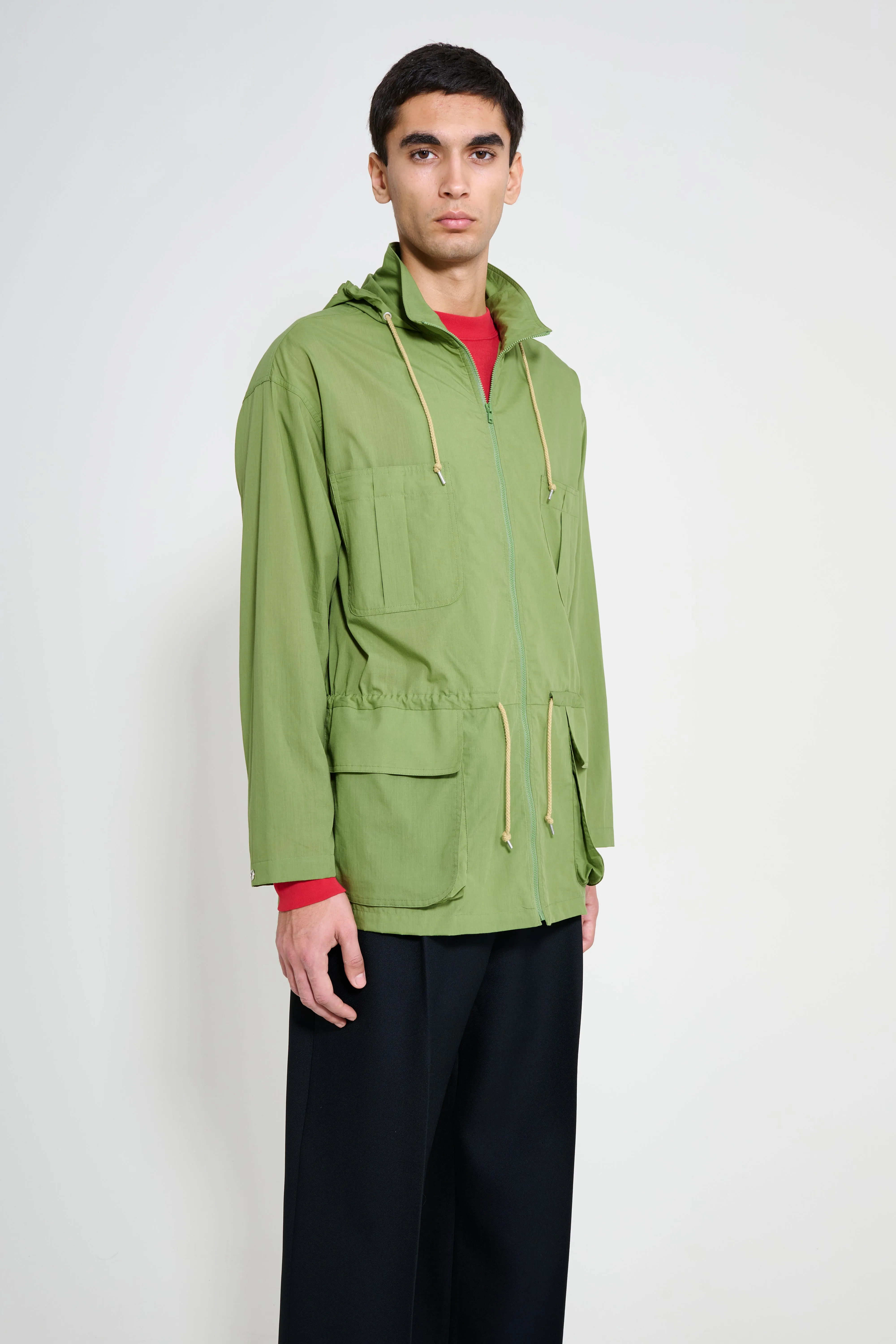 Auralee Super Fine Cotton Lawn Hooded Blouson Dusty Green sold by Tres Bien product image thumbnail 4