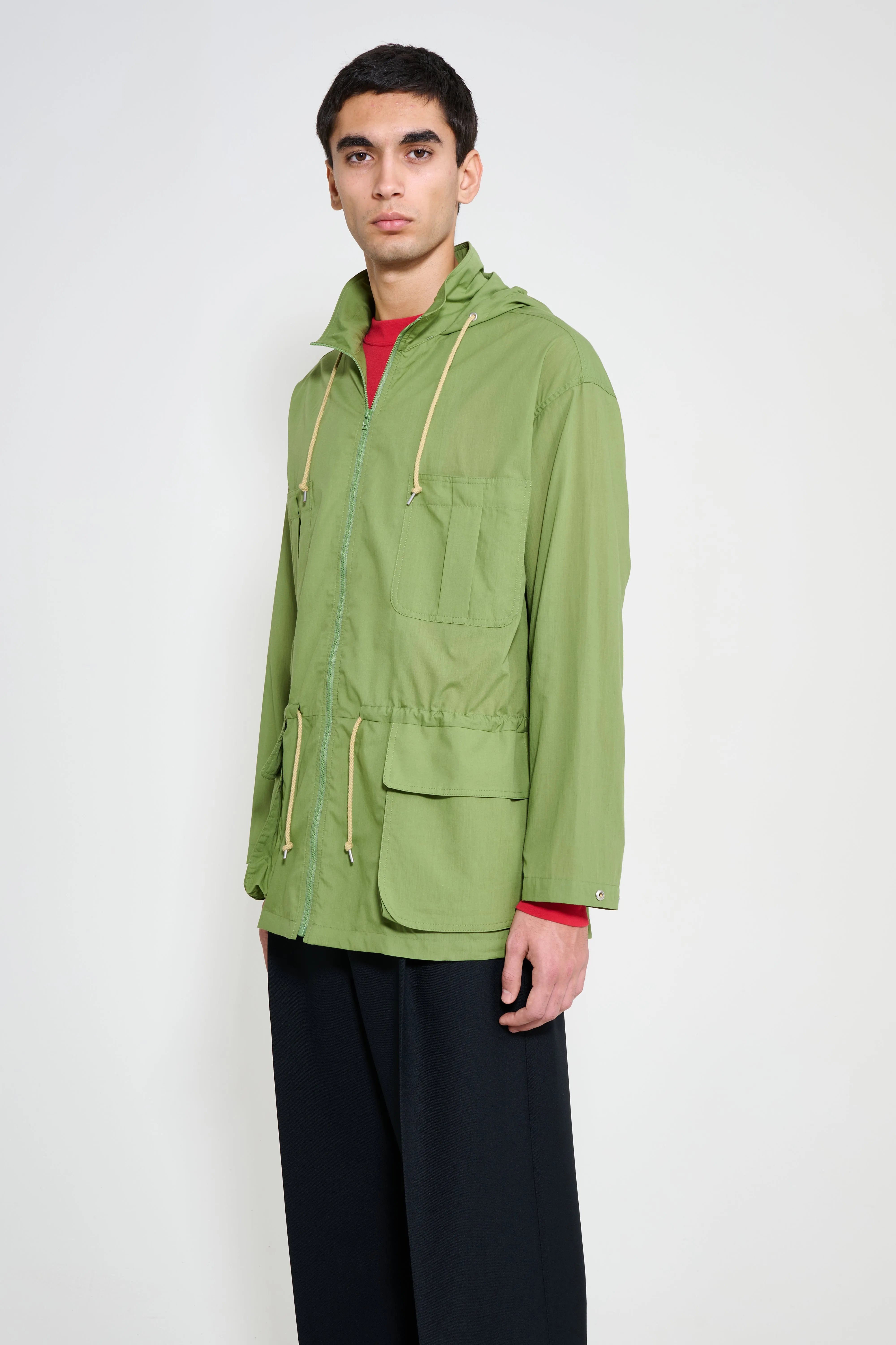 Auralee Super Fine Cotton Lawn Hooded Blouson Dusty Green sold by Tres Bien product image thumbnail 2
