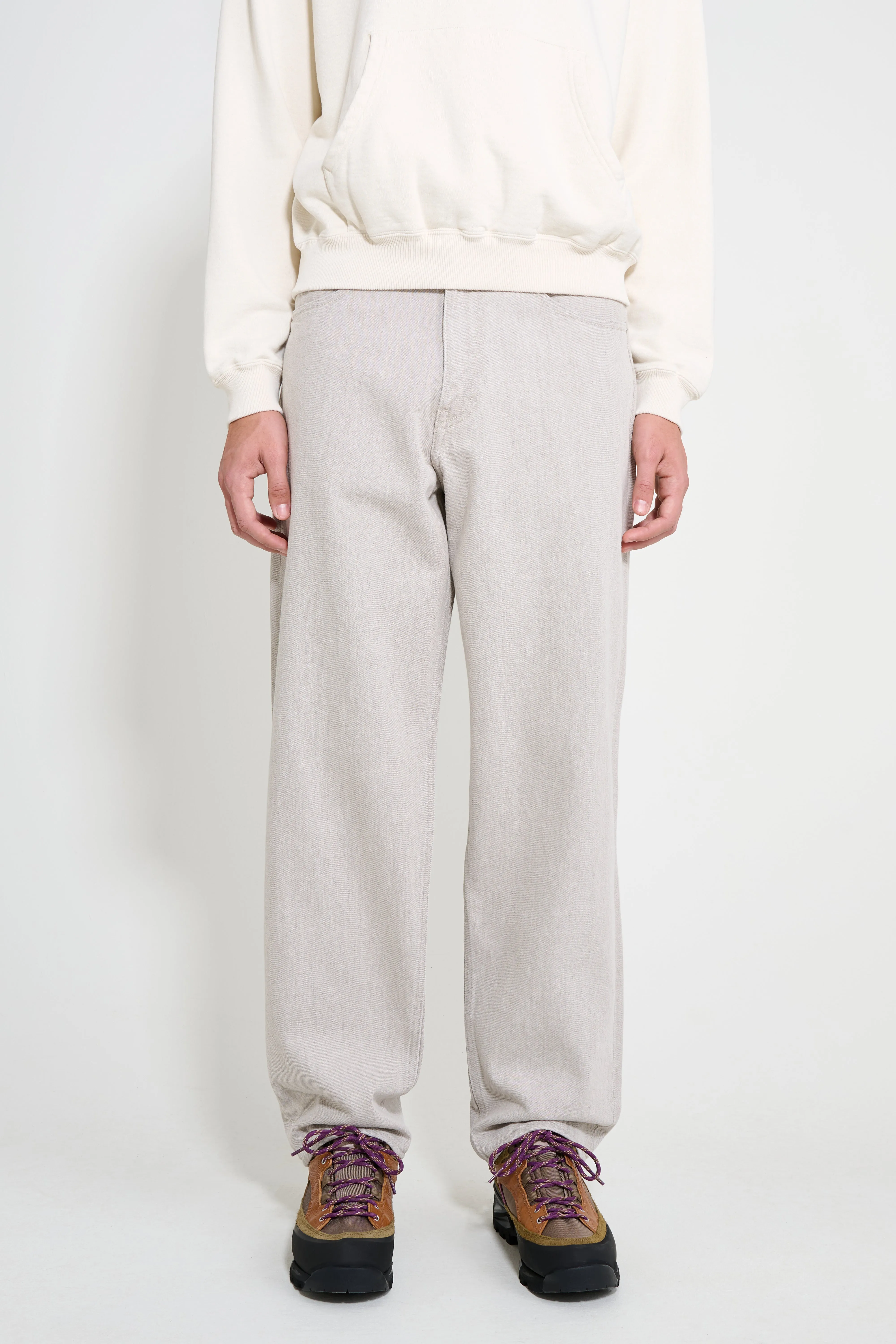 Auralee Faded Hard Twist Denim Wide Pants Brown / Light Grey sold by Tres Bien