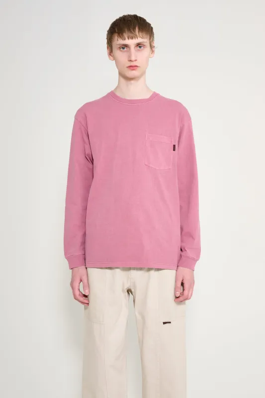 Gramicci L/S Pocket Tee Pigment Dyed Red Pigment made by Gramicci