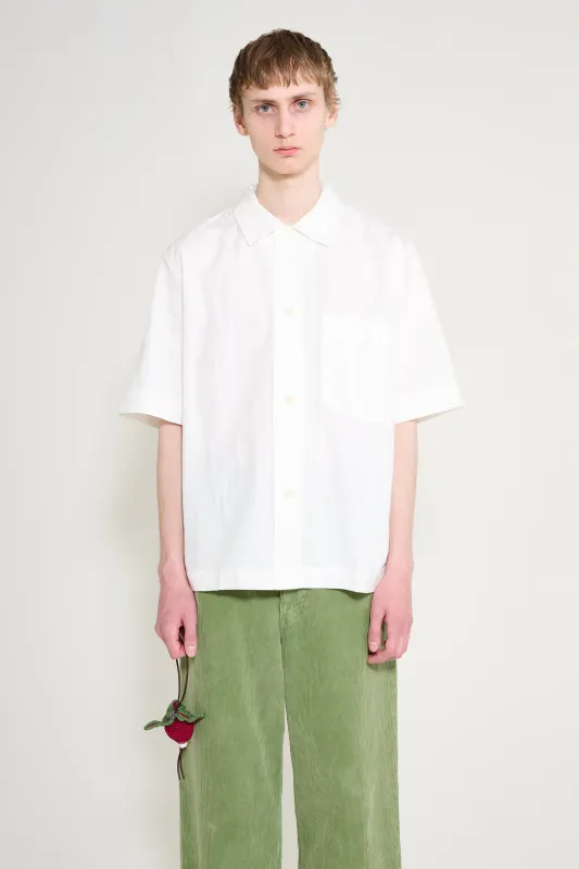 Margaret Howell MHL Short Sleeve PJ Shirt Cotton Linen Poplin Chalk made by Margaret Howell