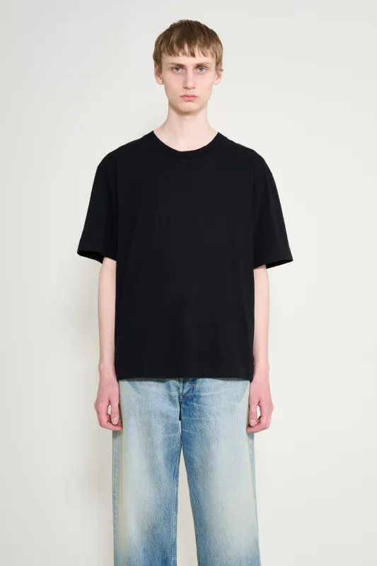 Margaret Howell MHL Simple T-shirt Cotton Linen Jersey Black made by Margaret Howell