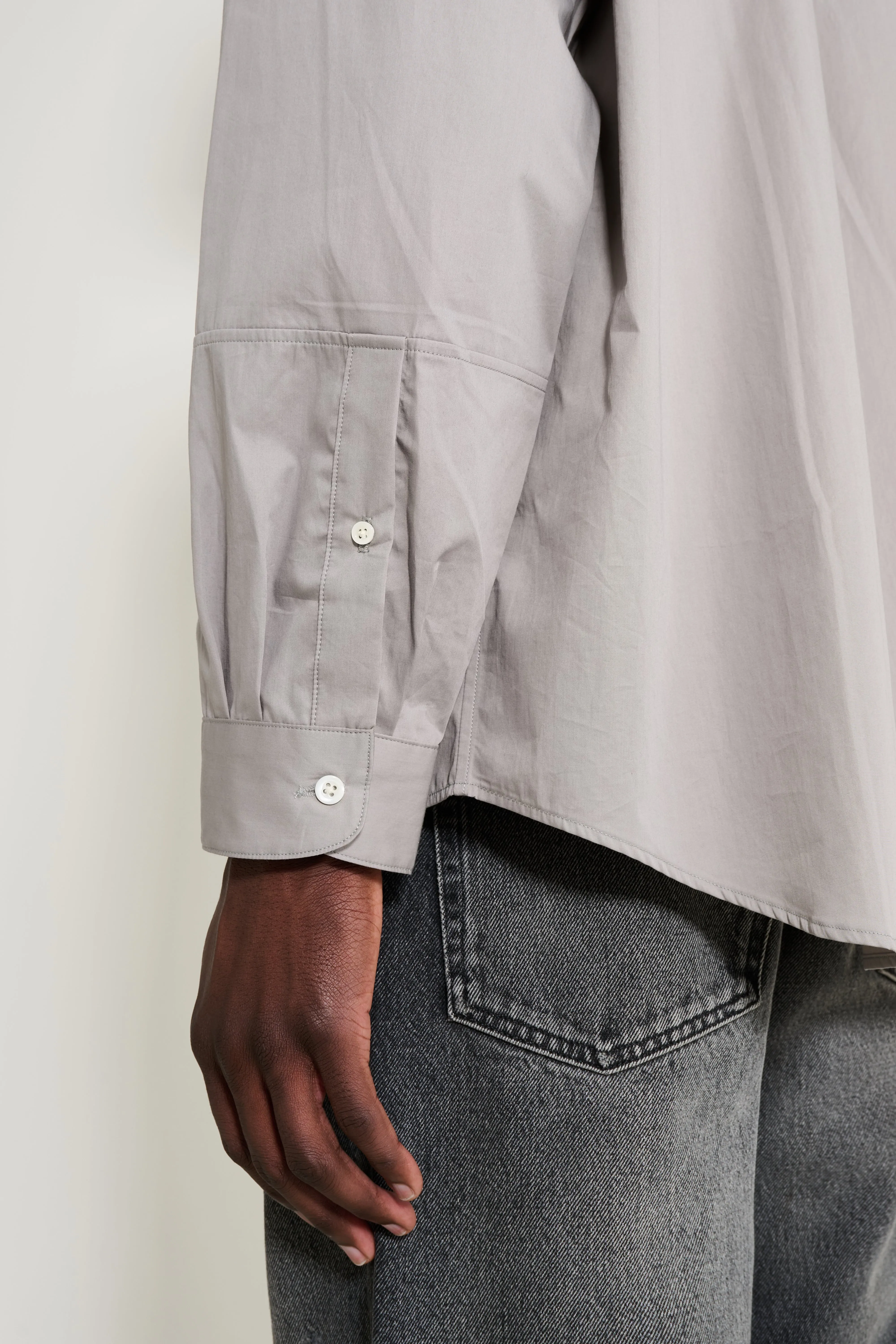 Lady White Co. Lynn Poplin L/S Shirt True Grey sold by Tres Bien product image thumbnail 5