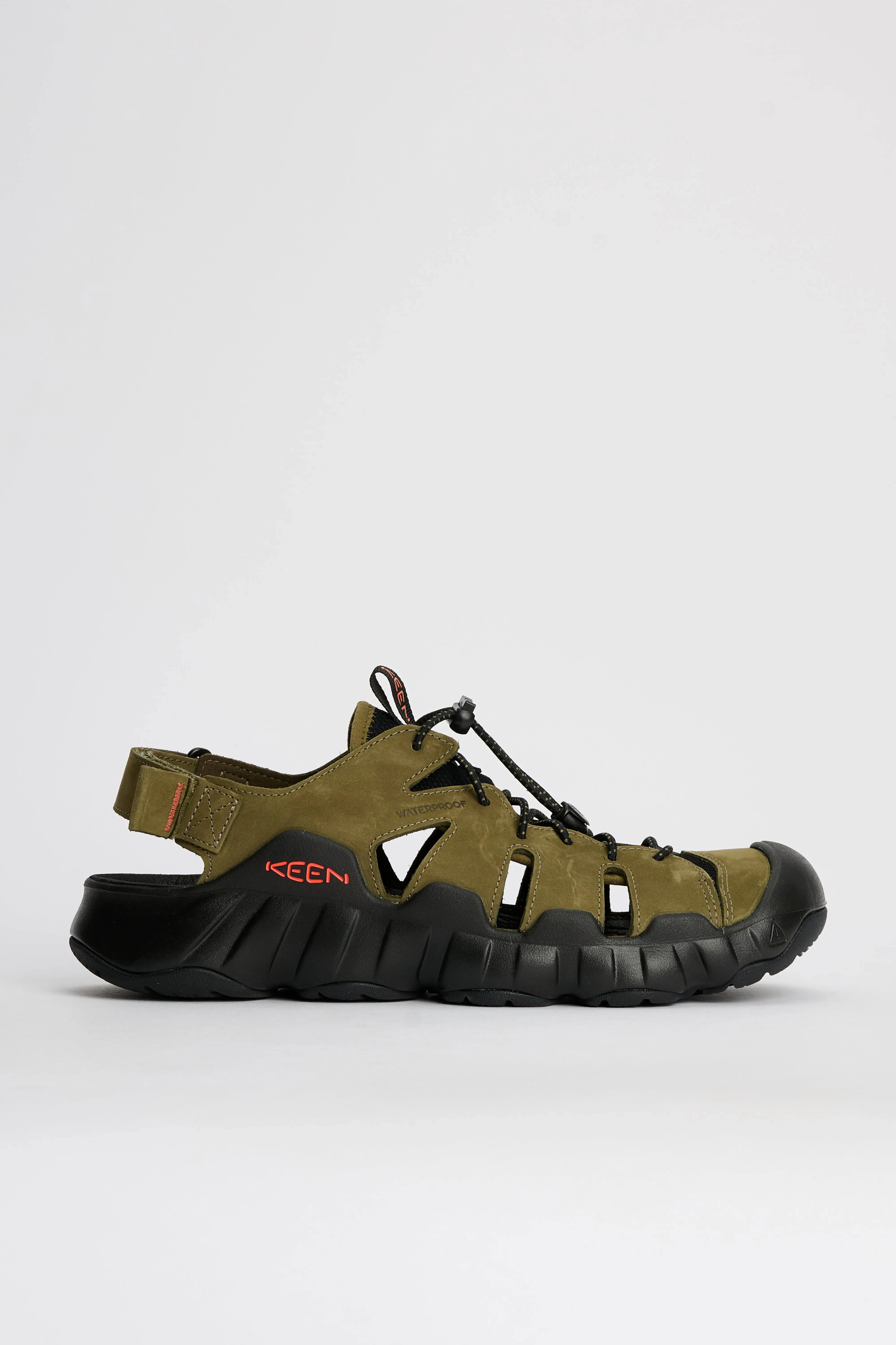 KEEN Hyperport Fisherman Leather Sandal Dark Olive / Black sold by Tres Bien