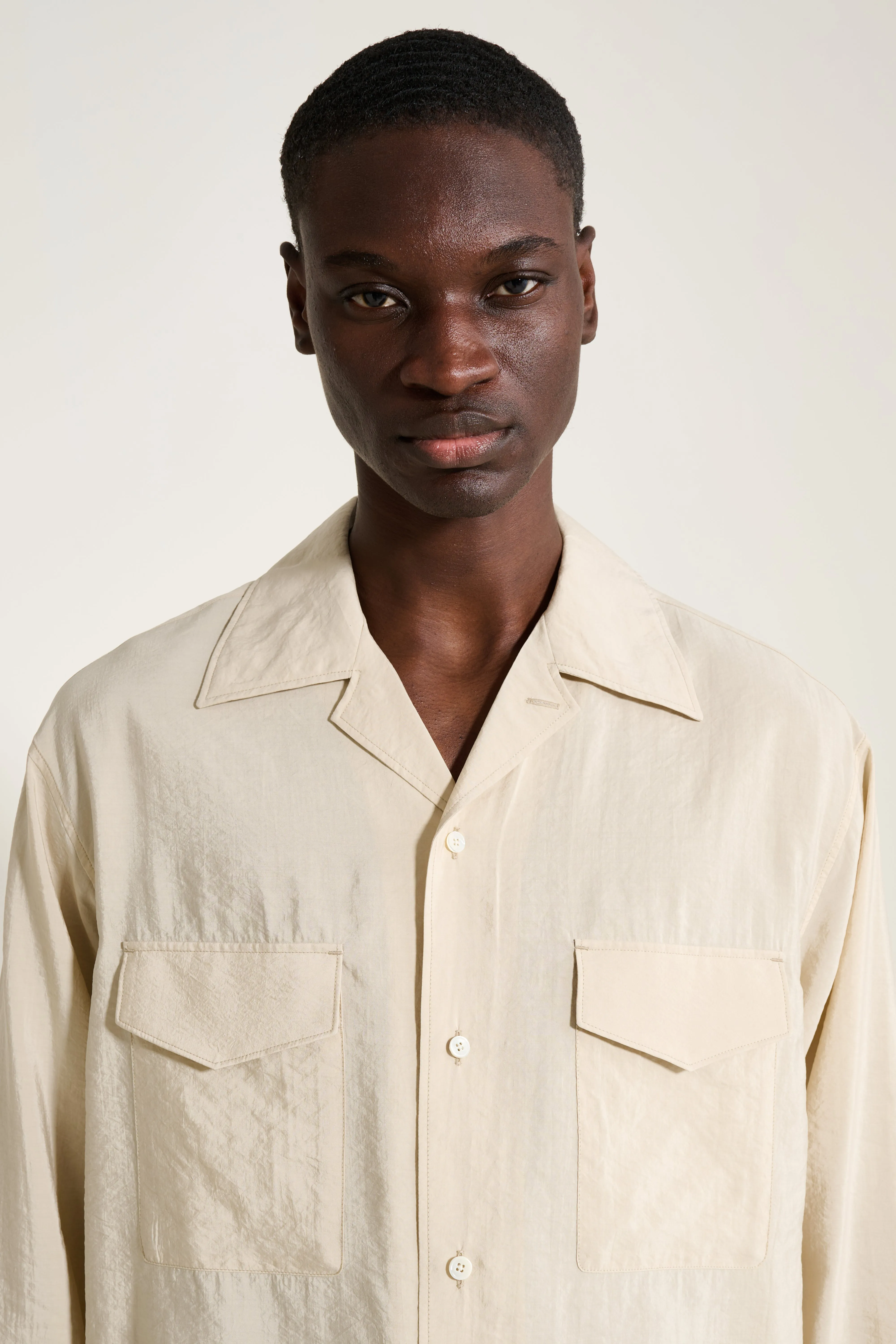 Lemaire Convertible Collar Shirt Oat Milk sold by Tres Bien product image thumbnail 5