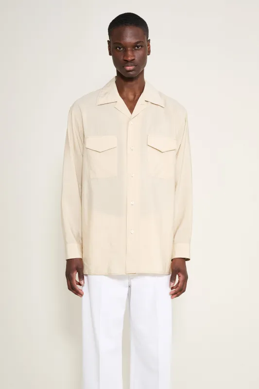 Lemaire Convertible Collar Shirt Oat Milk made by Lemaire