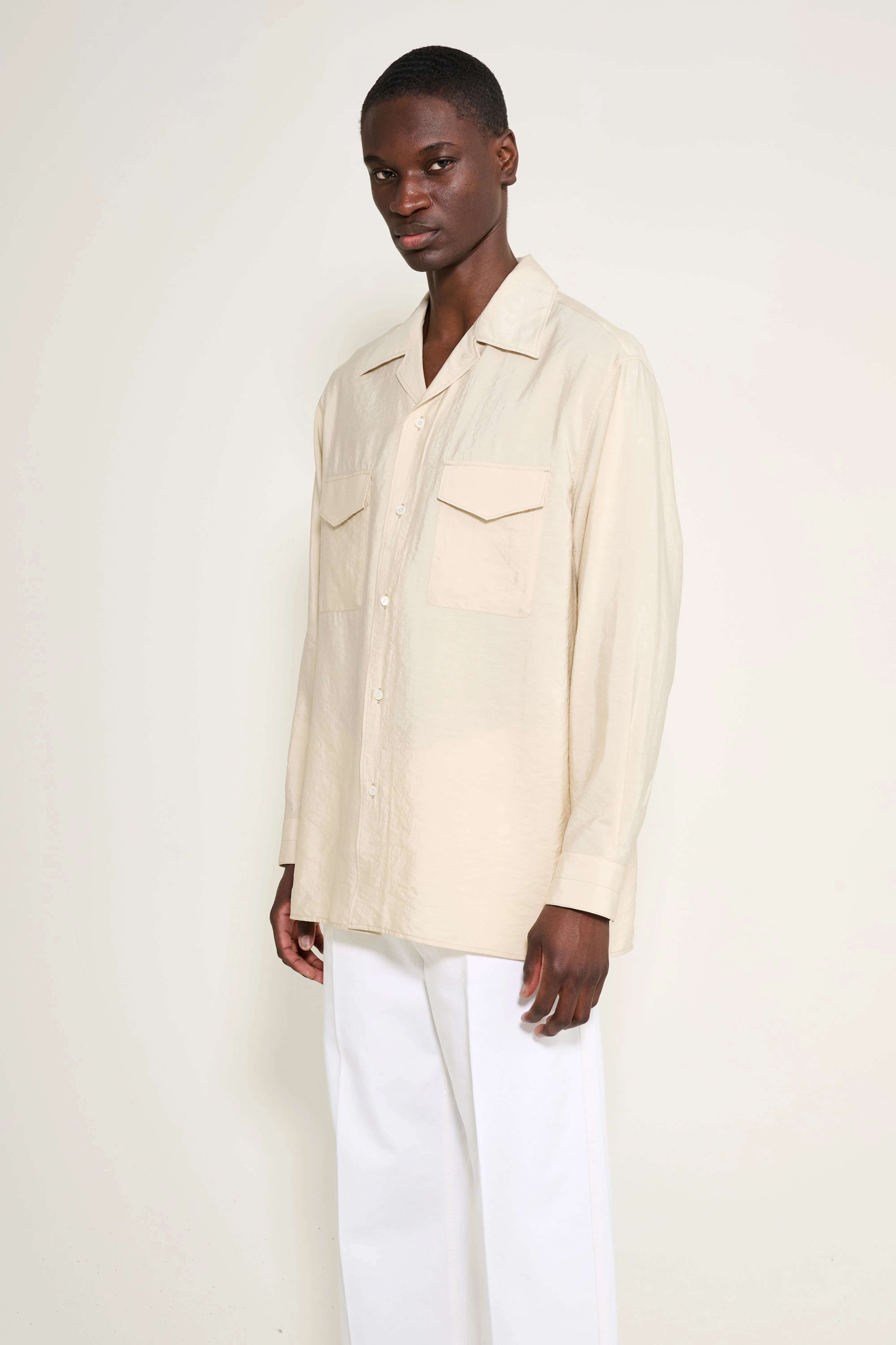 Lemaire Convertible Collar Shirt Oat Milk sold by Tres Bien product image thumbnail 2