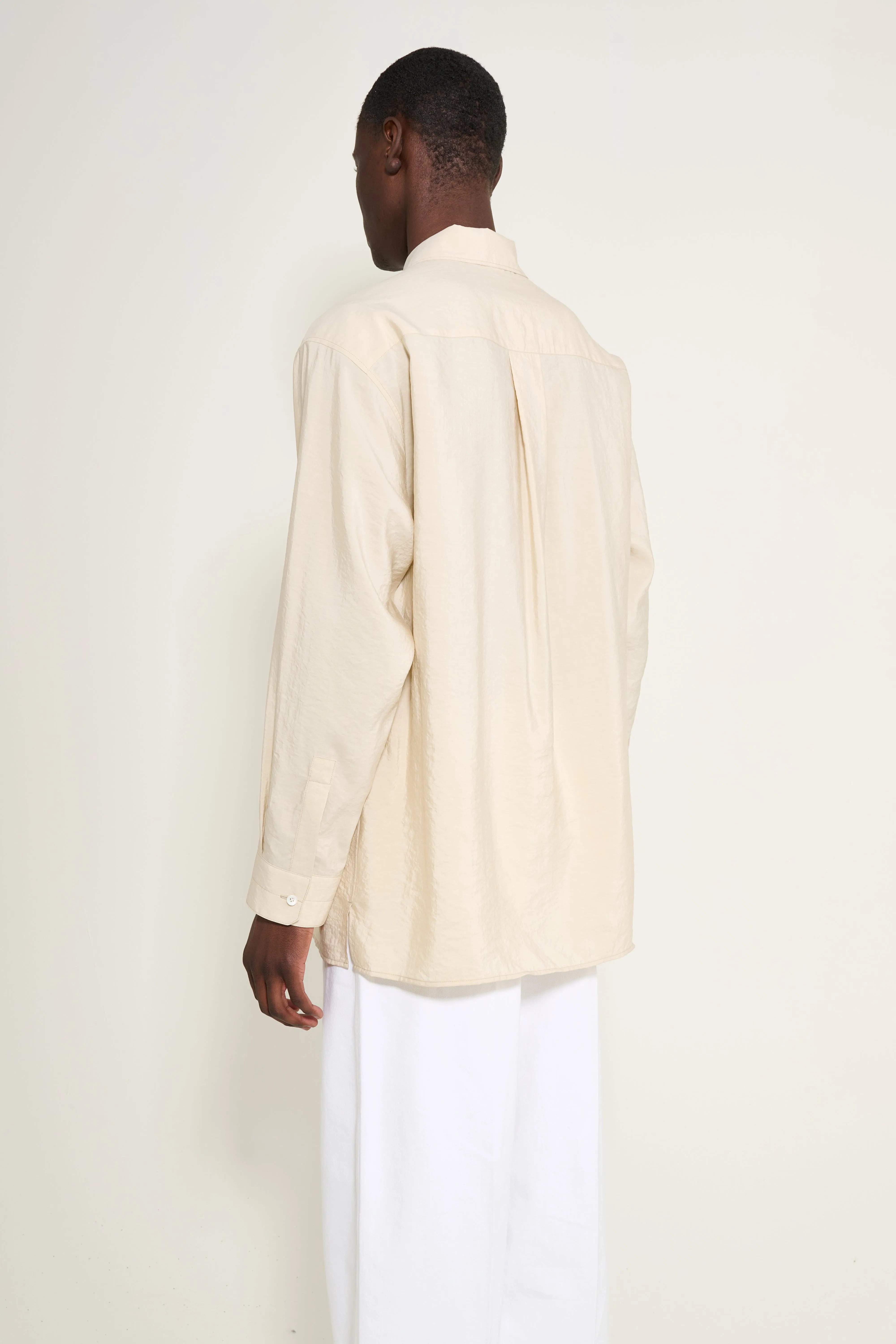Lemaire Convertible Collar Shirt Oat Milk sold by Tres Bien product image thumbnail 3