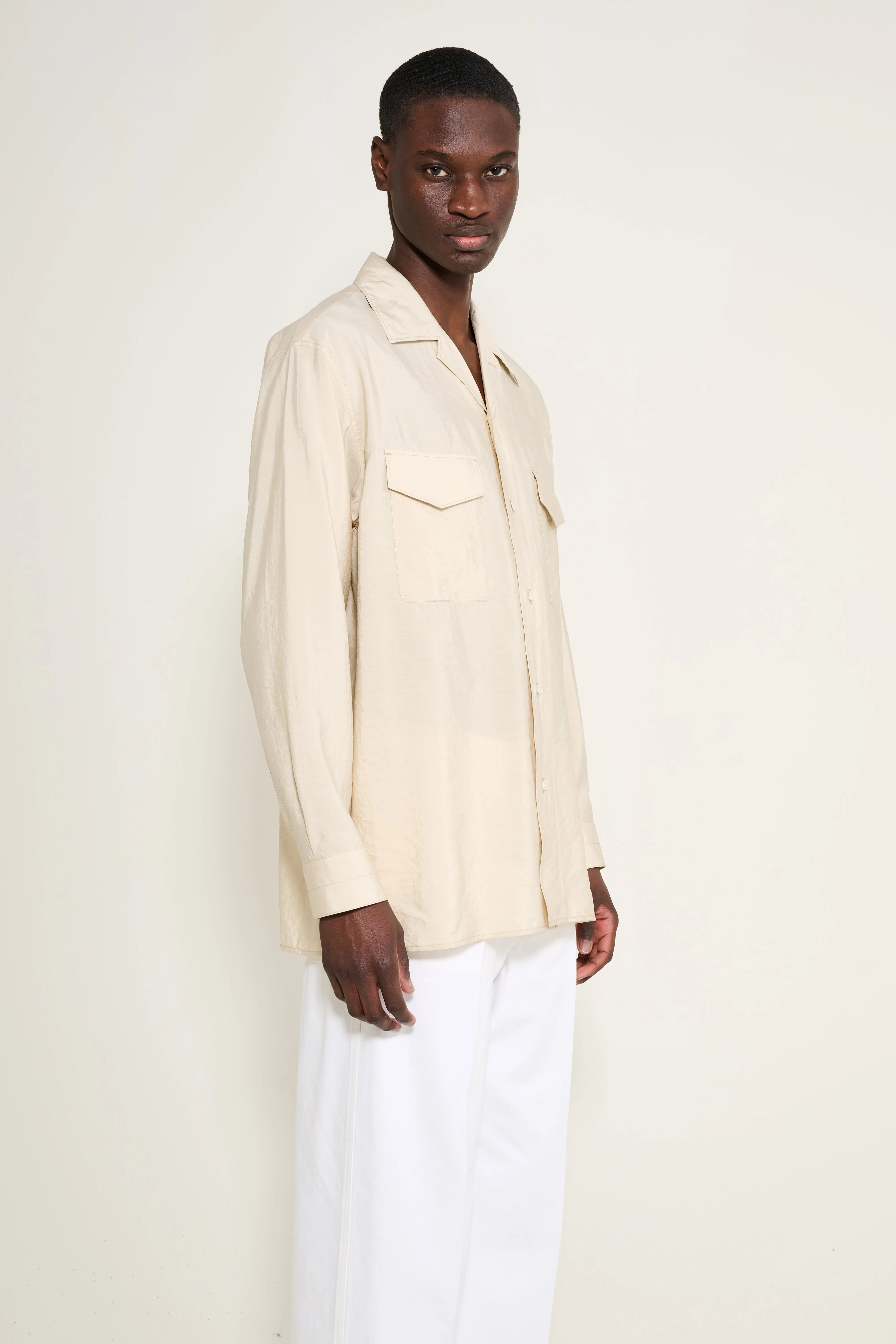 Lemaire Convertible Collar Shirt Oat Milk sold by Tres Bien product image thumbnail 4