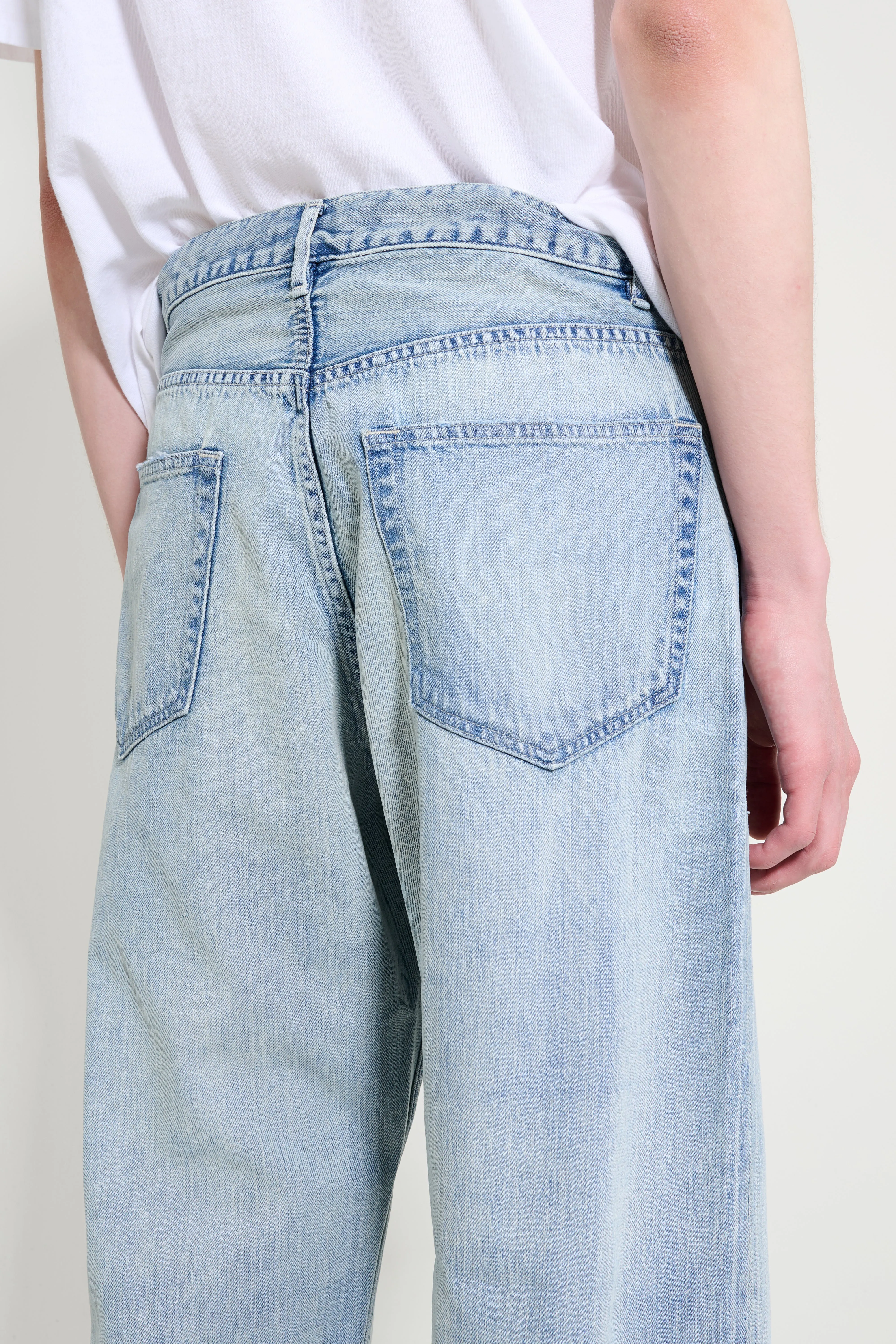Auralee Faded Selvedge Light Denim Wide Pants Light Indigo sold by Tres Bien product image thumbnail 4
