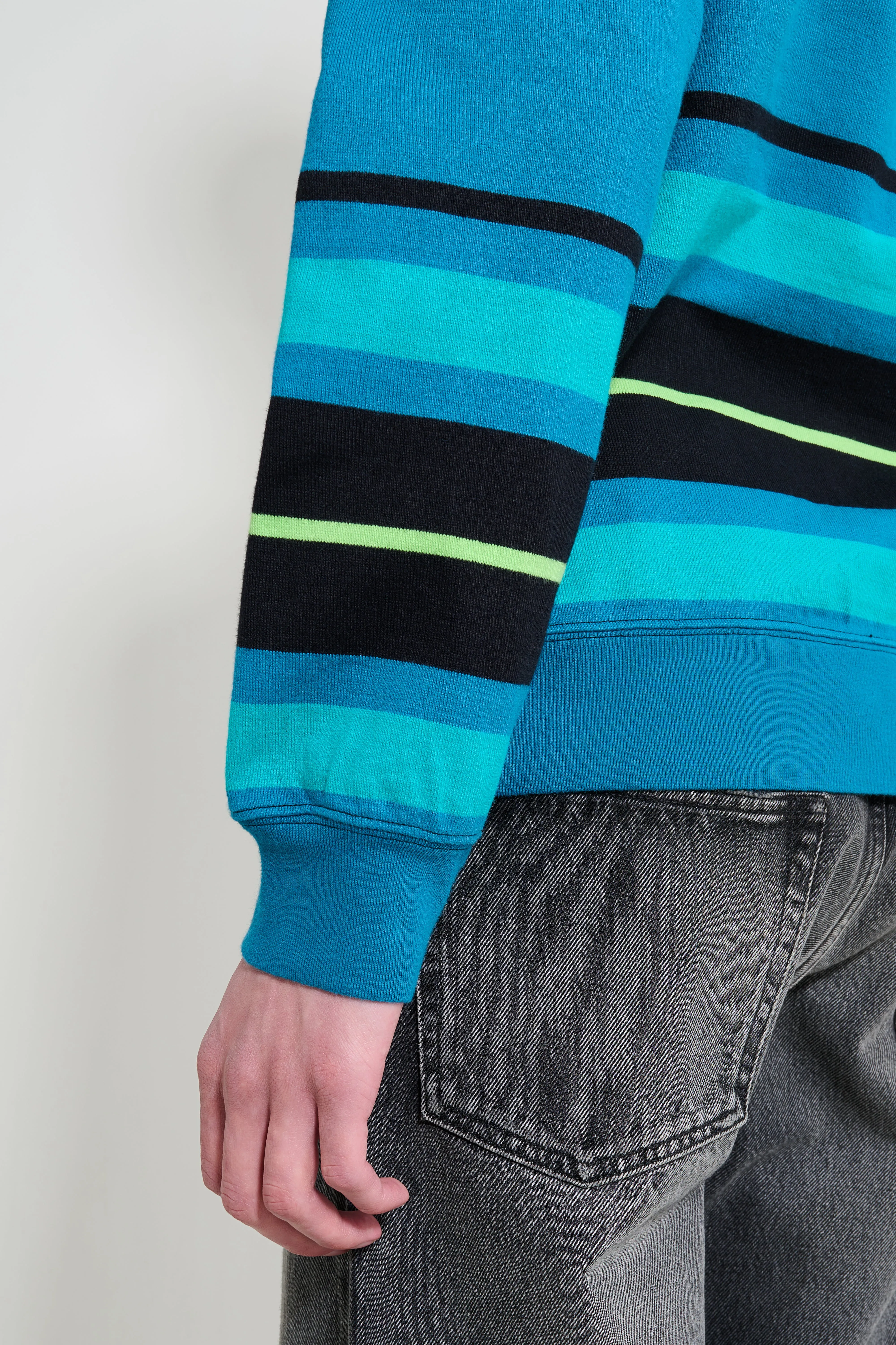 No Problemo Striped Long Sleeve Rugby Shirt Aqua sold by Tres Bien product image thumbnail 5