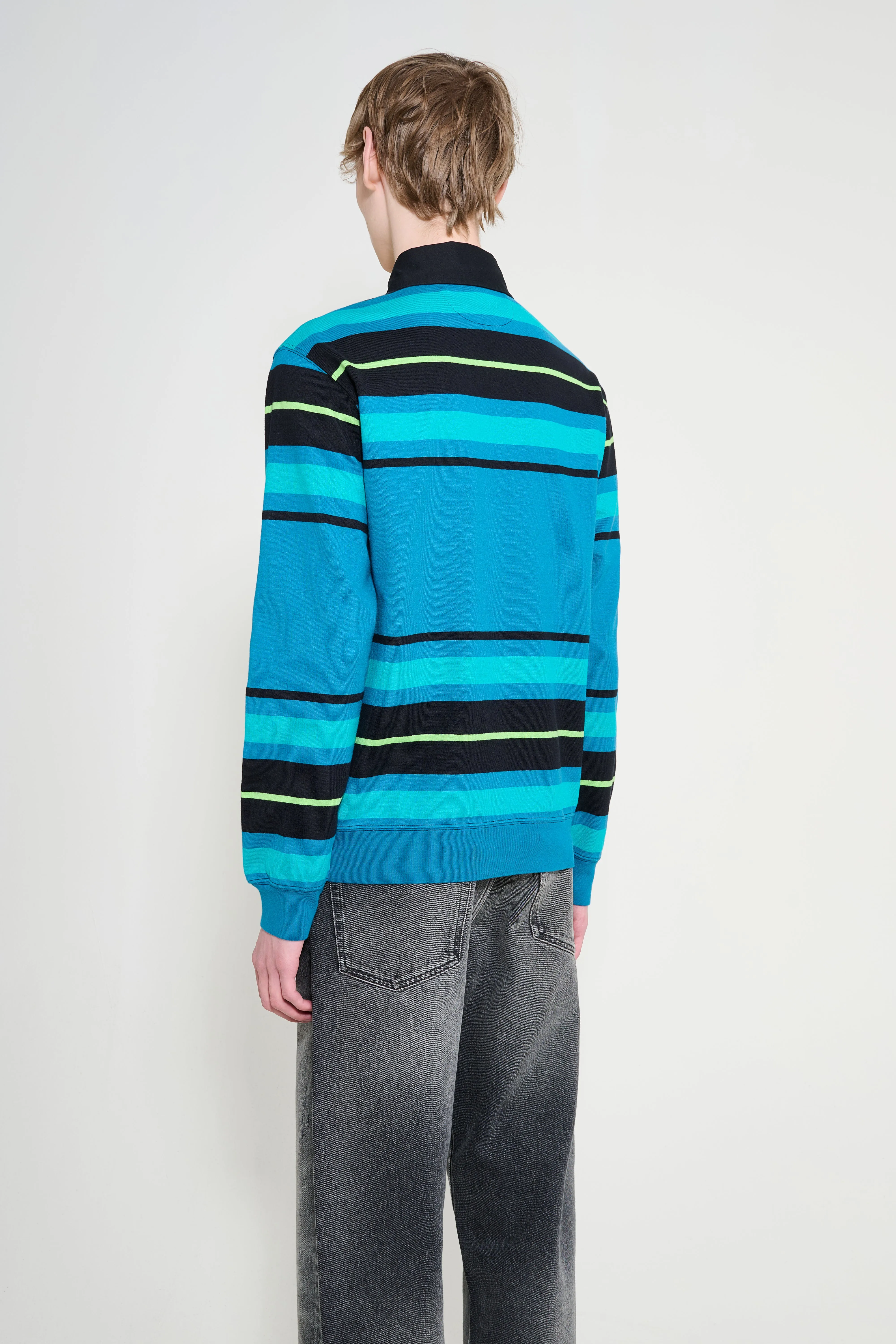 No Problemo Striped Long Sleeve Rugby Shirt Aqua sold by Tres Bien product image thumbnail 3