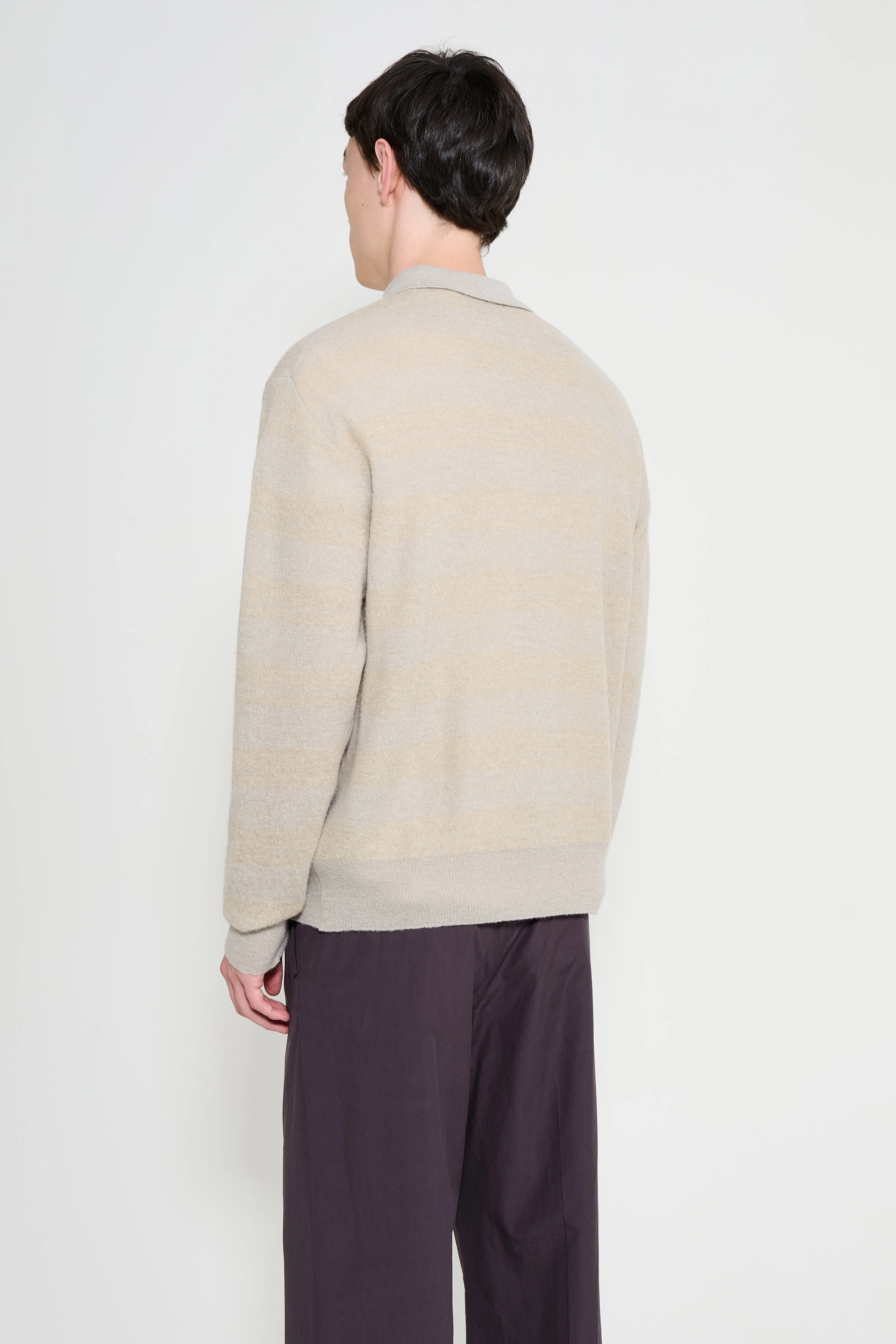 ssstein W/AL/NY Knit Stripe Polo LS Beige Greige Mix sold by Tres Bien product image thumbnail 3