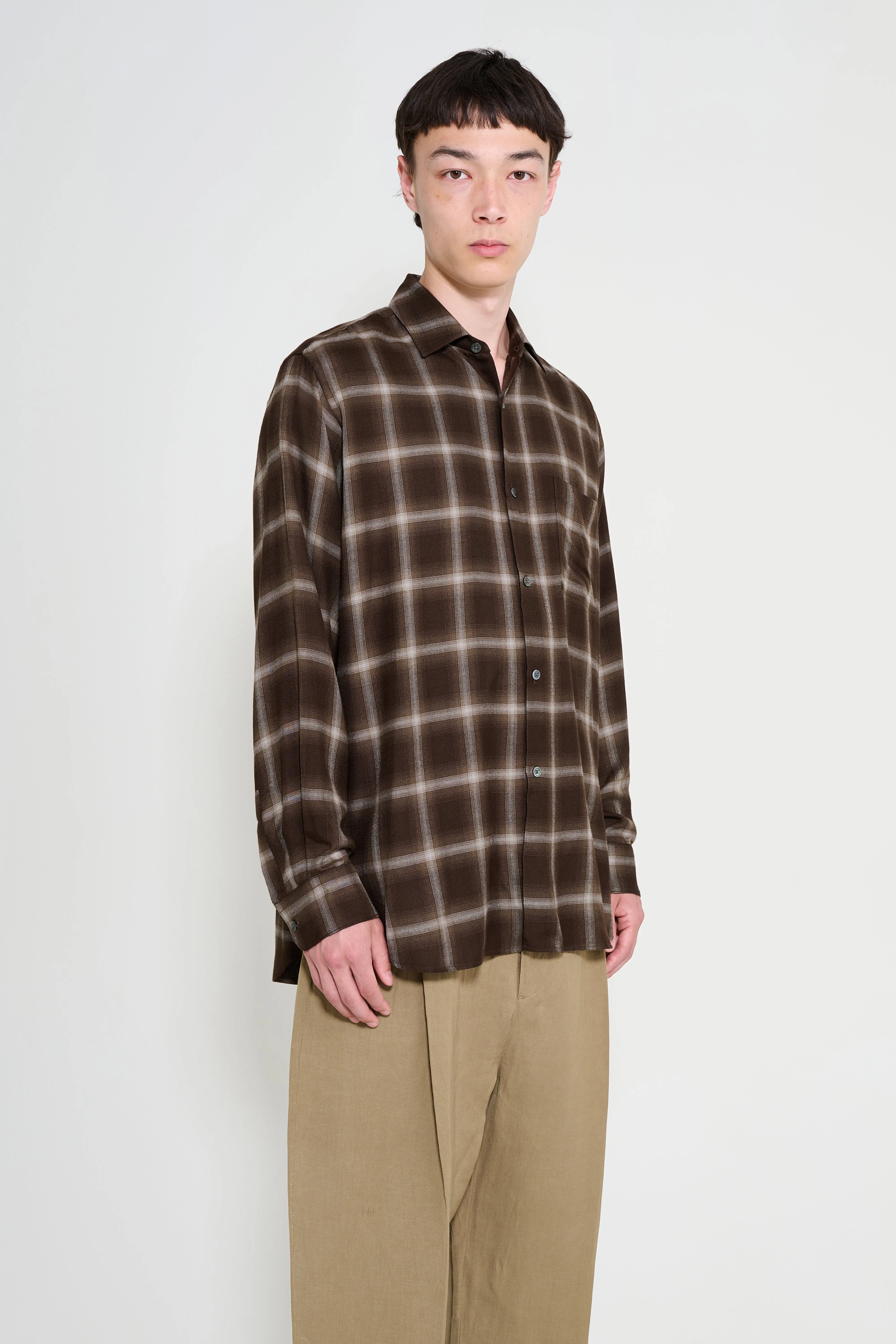 ssstein LY/VIS Check Oversized LS Shirt Brown Ombre sold by Tres Bien product image thumbnail 4